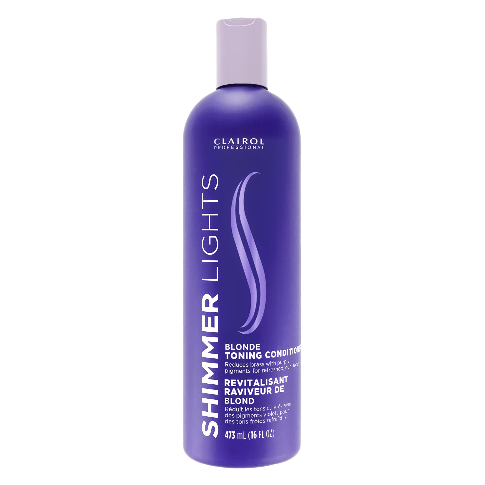Clairol Professional Shimmer Lights Purple Conditioner, 16 fl. Oz Neutralizes Brass & Yellow Tones For Blonde, Silver, Gray & Hi