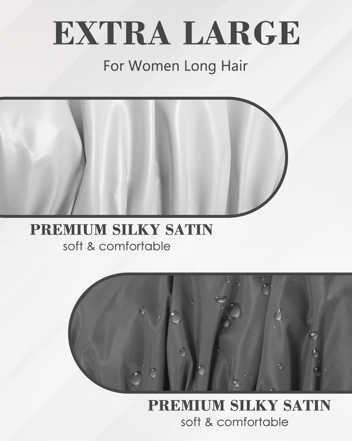 Aquior Shower Caps, Reusable Shower Cap For Women, Waterproof Layer Hair Cap, Large Size For All Hair Lengths,For Girls Spa Home