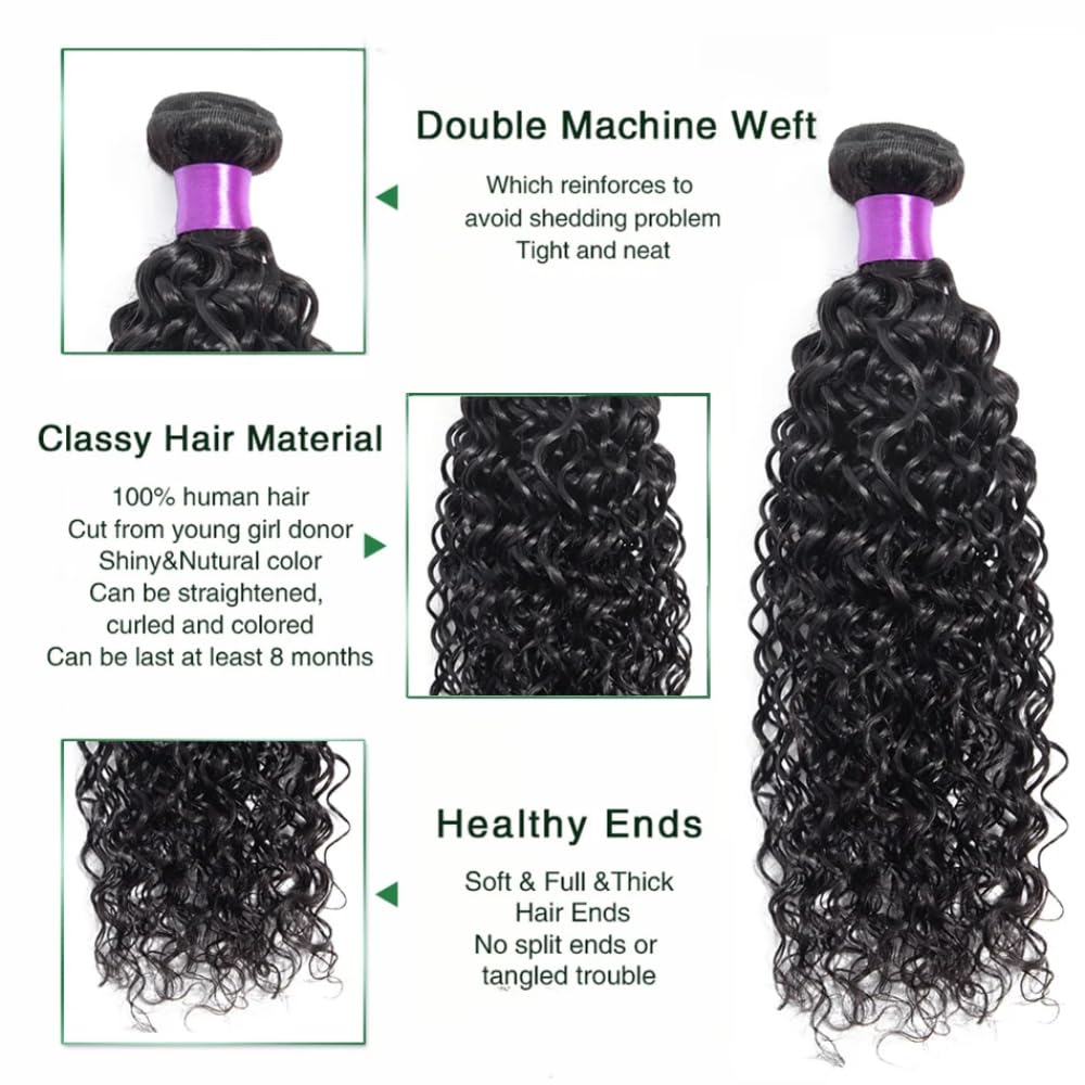 10A Brazilian Water Wave Human Hair Bundle 1 Bundle 18 Inch Water Wave Hair Extensions Curly Wave Bundles Wet and Weave Double W
