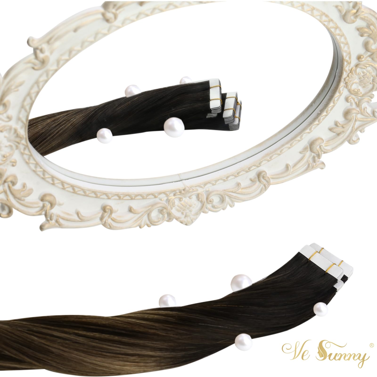 Ve Sunny Ombre Hair Extensions Tape Ins Black Balayage Tape In Hair Extensions Real Human Hair Ombre Black Tape Extensions Human