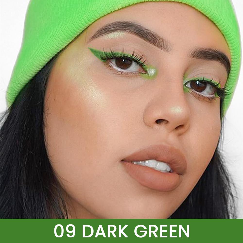 Amy'S Diary Green Gel Eyeliner Pencil,Waterproof Smudge Proof Eye Liner Pen,Cat Eye Goth Halloween Makeup,Eye Face Paint Lipstic