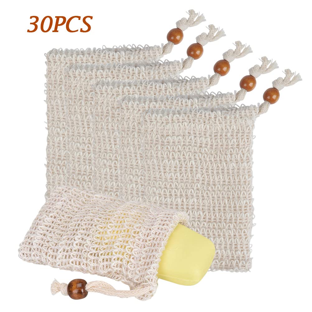 'N/A'' Otymiow 30 Pack Soap Bags For Soap Bars Soap Saver Pouch Soap Sock Soap Bags Mesh Exfoliating Natural Sisal Soap Bag Han