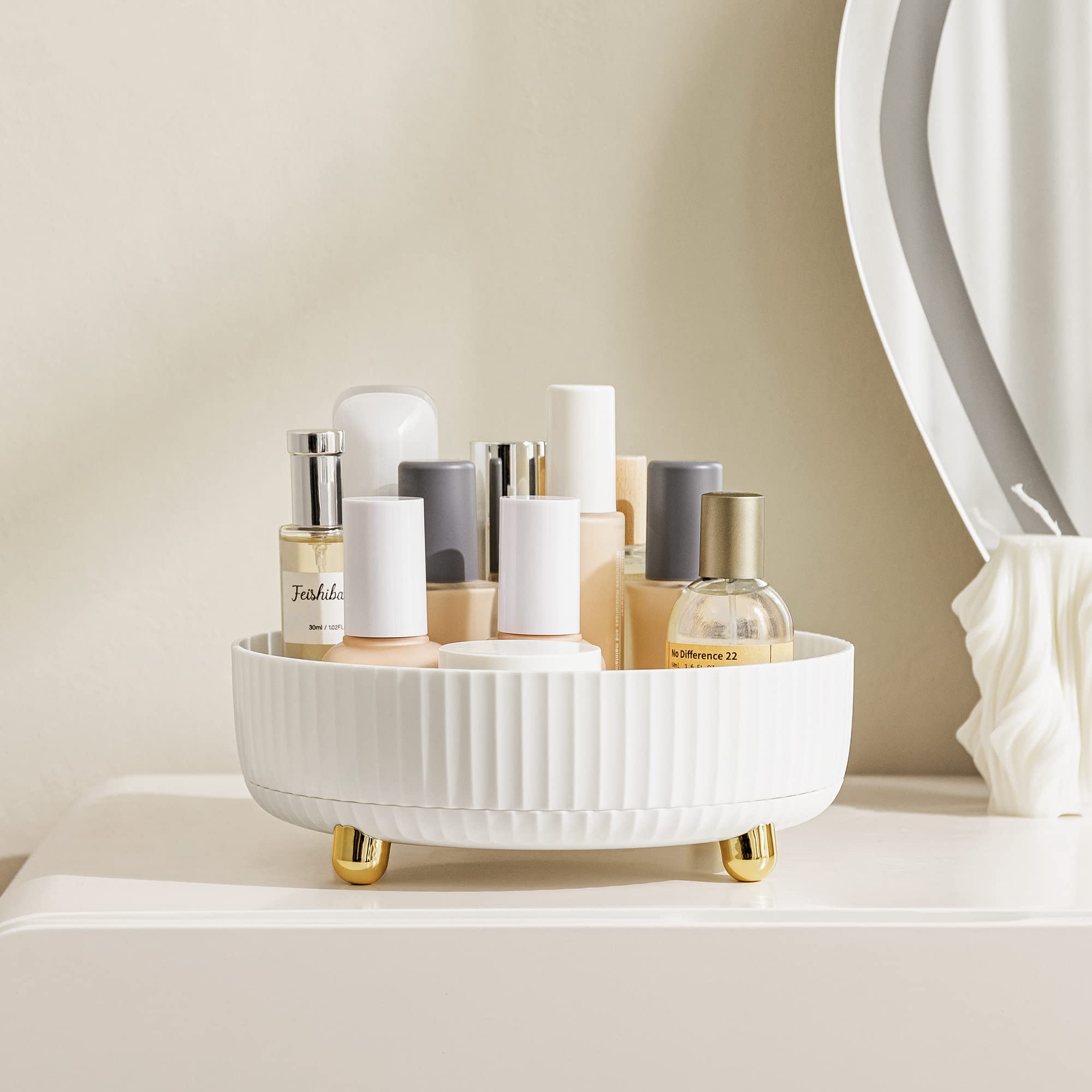 Hblife Makeup Organizer, 360 Degree Rotating Perfume Organizer, 8.6 Inches Large Capacity Lazy Susan For Bathroom Counter Or Van
