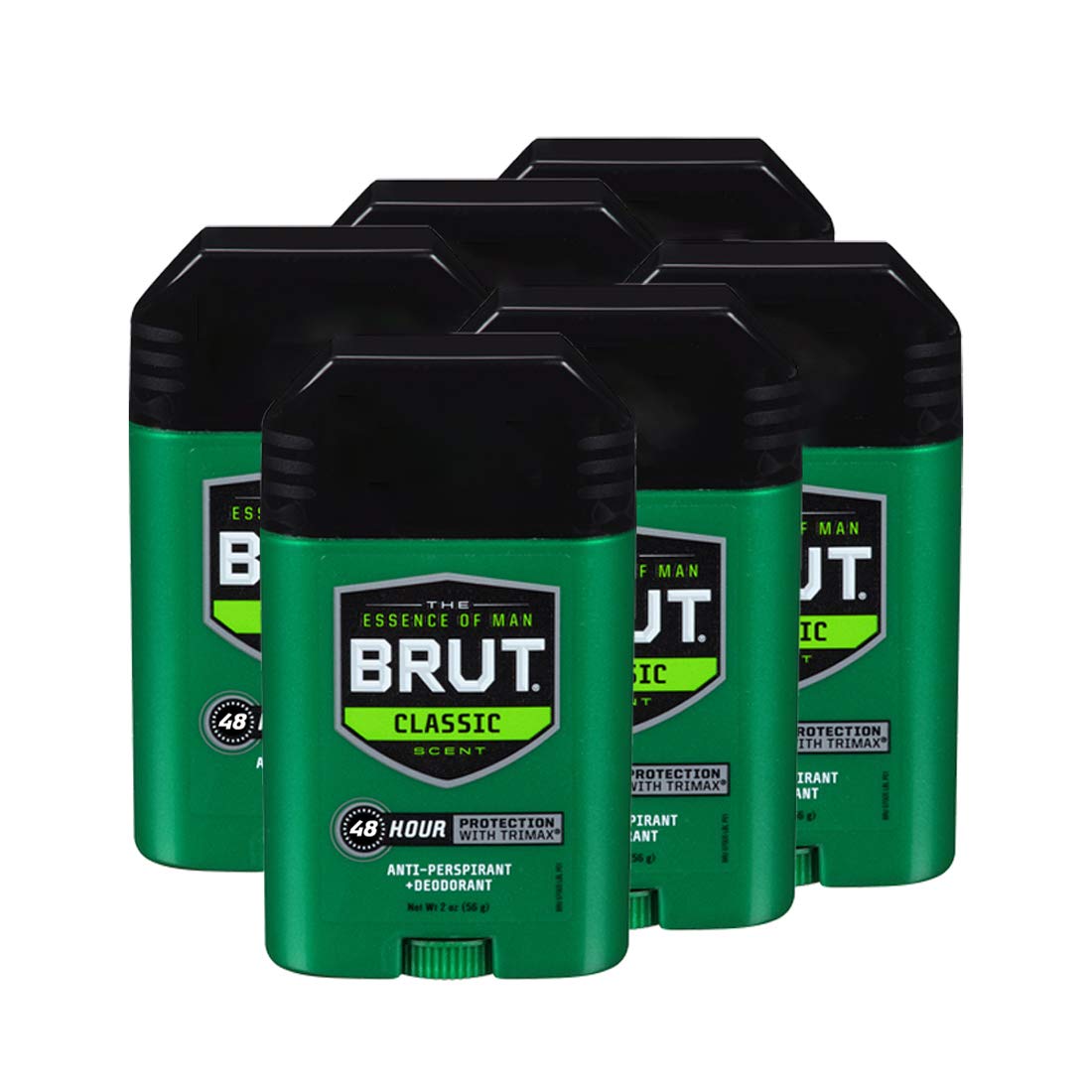 Brut, Antiperspirant Deodorant, Solid, Classic, 2 Oz, (6 Pack)