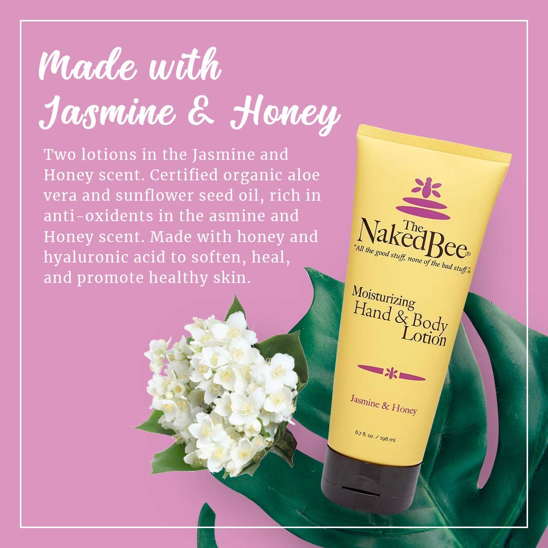 The Naked Bee Jasmine & Honey Moisturizing Hand & Body Lotion, 6.7 Oz - 2 Pack