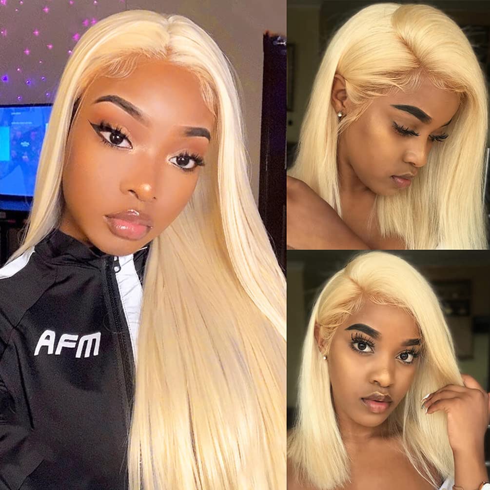 613 Blonde Bundles With Closure Brazilian Blonde Human Hair Body Wave 613 3 Bundles With 4  4 Lace Closure 100% Brazilian Virgin