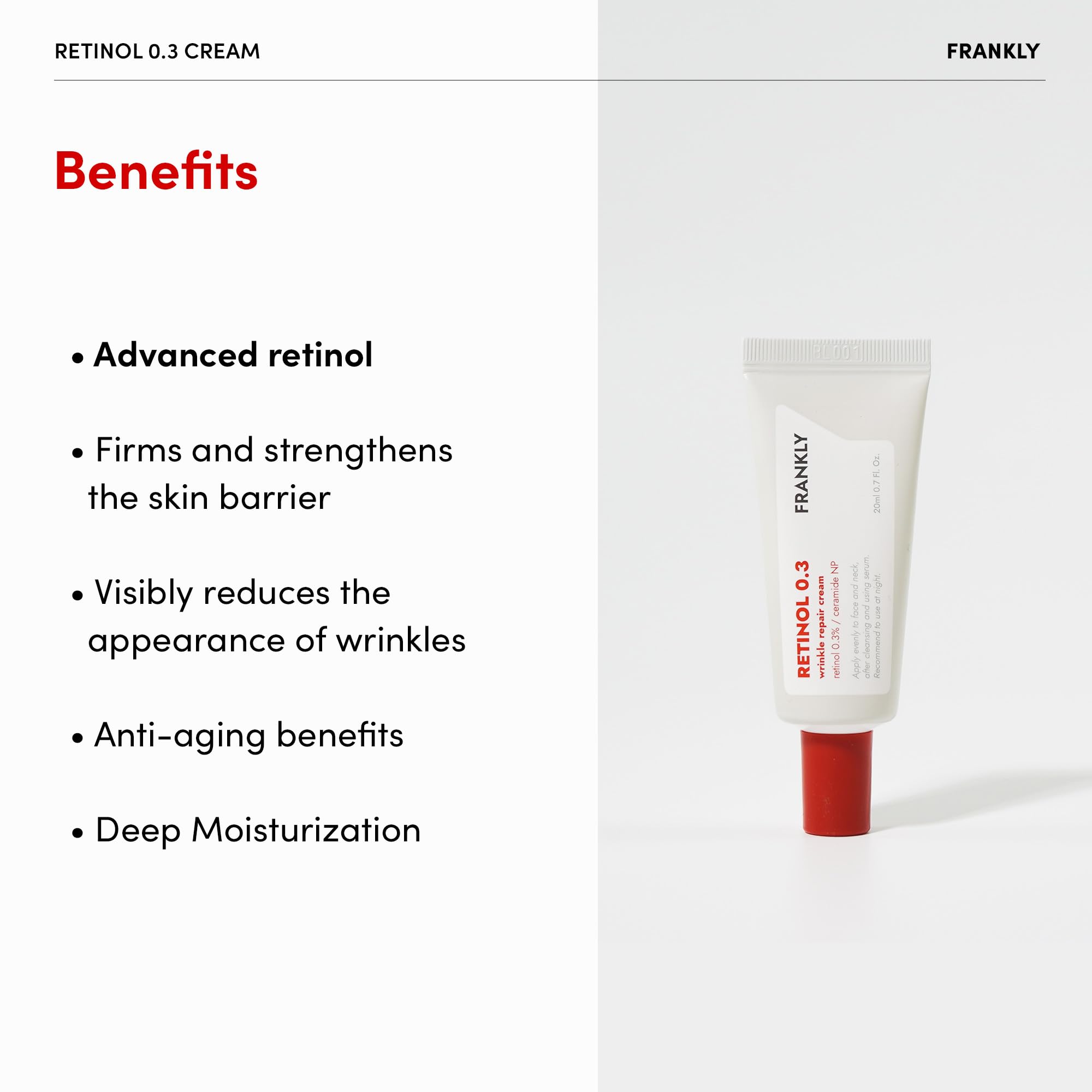Frankly Retinol 0.3 Cream - Intensive Retinol | Fine Lines & Wrinkles Care, Acne Care, Skin Lifting & Restoration, Anti-Aging |