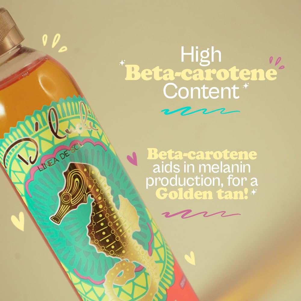 D'Luchi Carrot Tanning Oil with Cinnamon, Vitamin E & Collagen, High Natural Beta-Carotene Tanning Accelerator SPF 4 Suntan Oil,