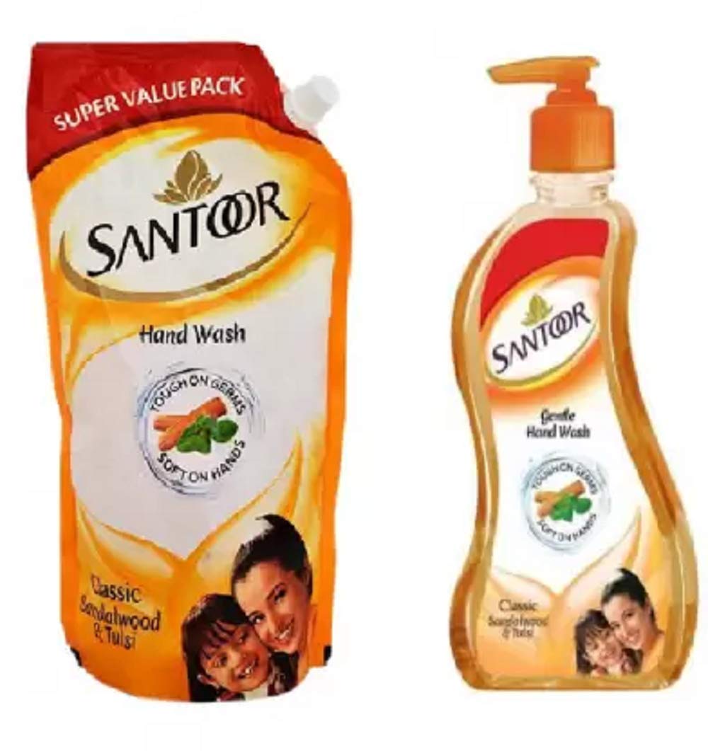 Santoor Sandalwood Handwash 750Ml+215Ml Hand Wash Pump + Refill (2 X 482.5 Ml)
