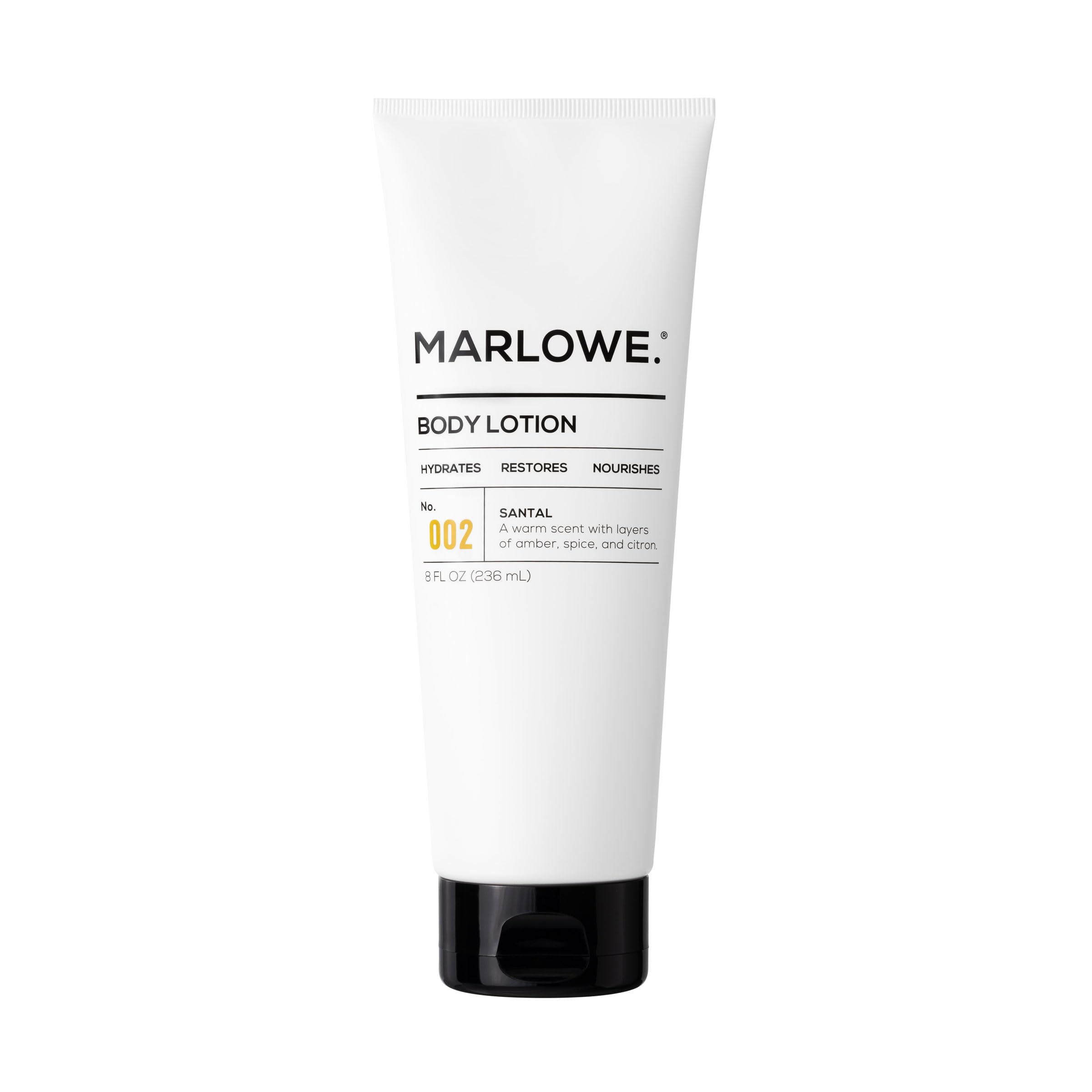 MARLOWE. No. 002 Santal Body Lotion 8 Oz, Moisturizing & Nourishing Daily Dry Skin Lotion for Men, Made with Hydrating Natural A