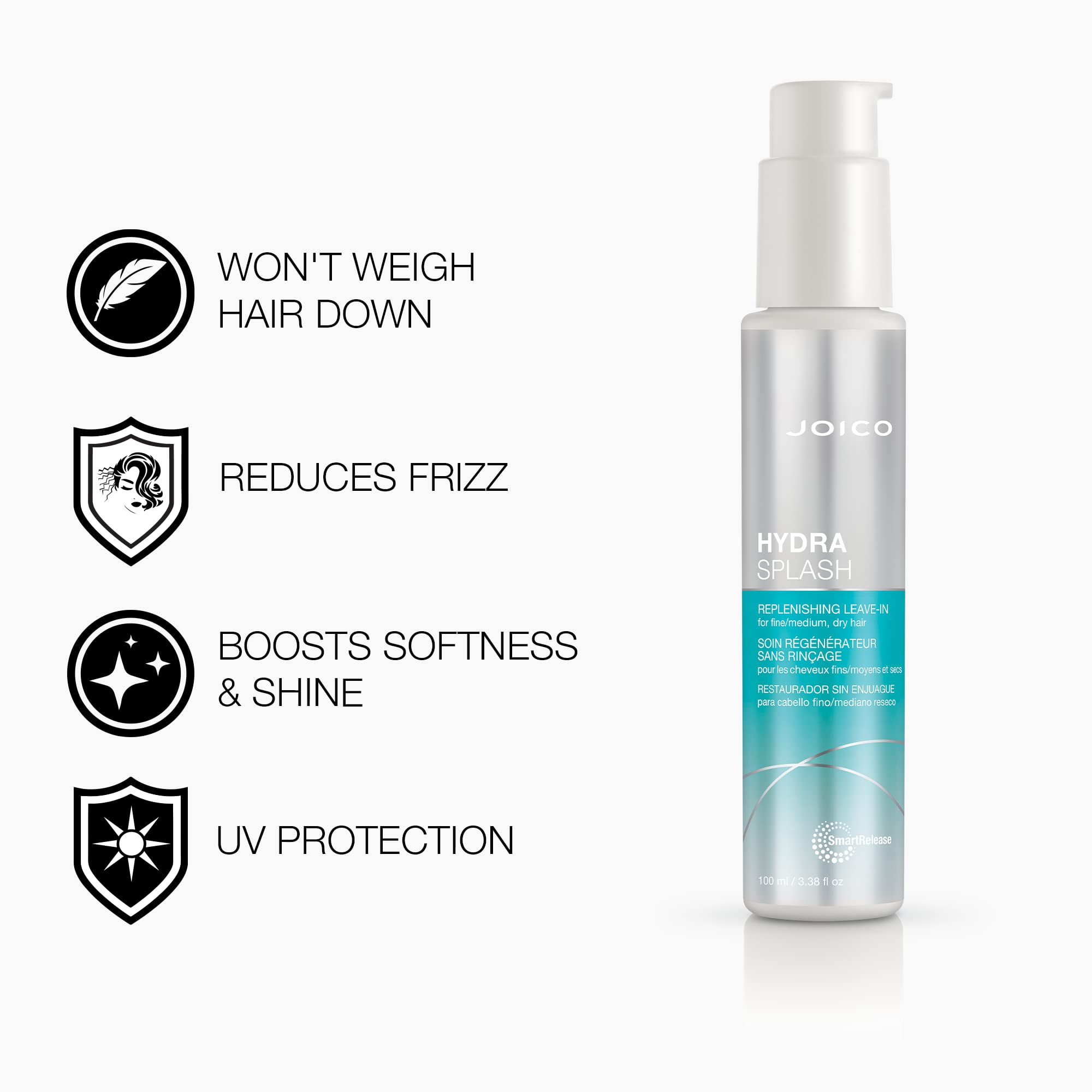 Joico Hydrasplash Replenishing Leavein For Fine Hair, 3.38Ounce, 2 Count