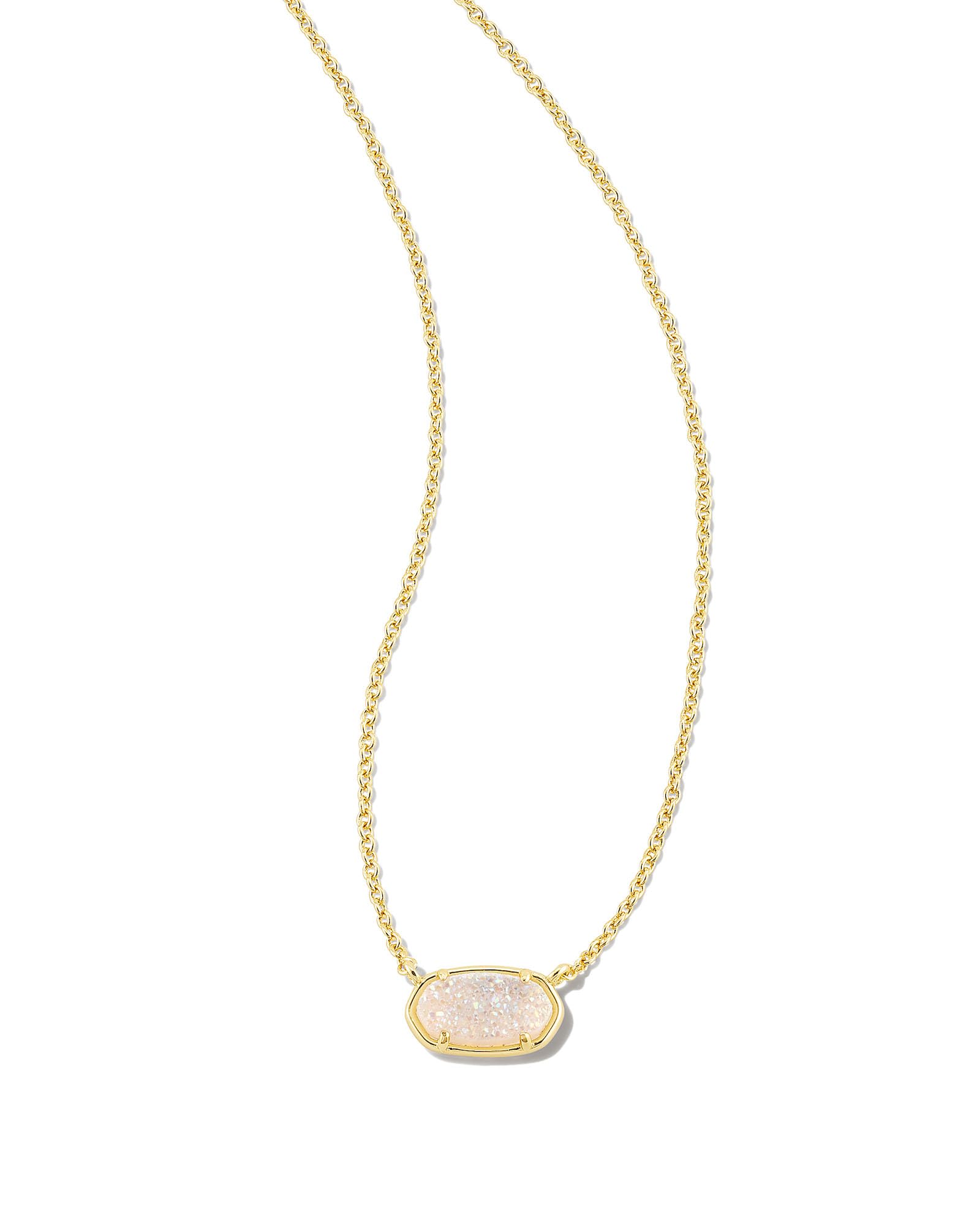 Kendra Scott Grayson Stone Pendant Necklace in Iridescent Drusy, 14k Gold-Plated Brass, Fashion Jewelry for Women