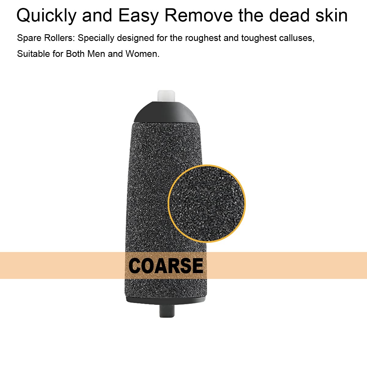 GOMINYUF 5 Pack Black Coarse Roller Refills for Finishing Touch Flawless Pedi - Beech Wood, Includes Cleaning Brush