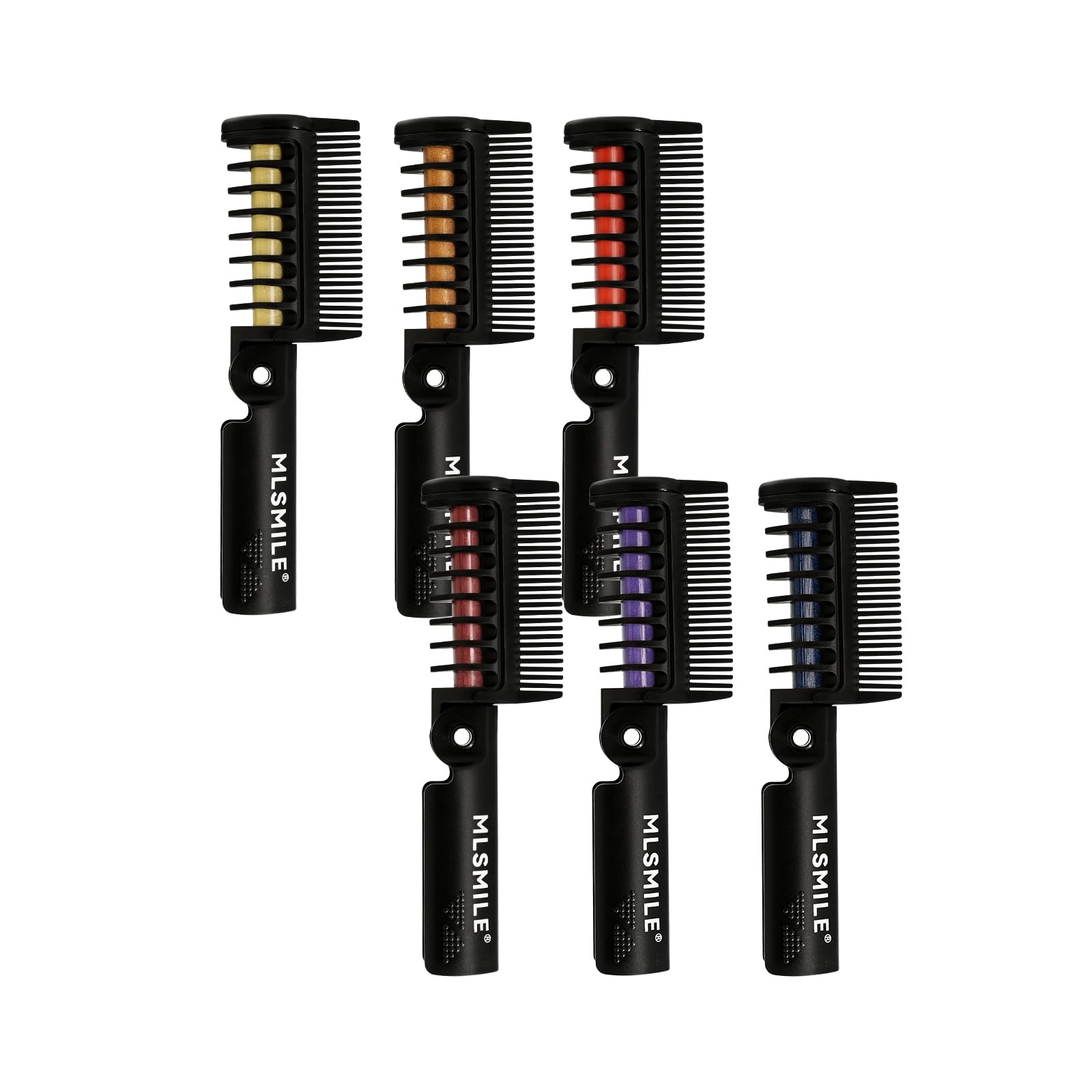 MLSMILE 6pcs Hair Chalk Comb, Colors Temporary Hair Dye Comb Set Gifts