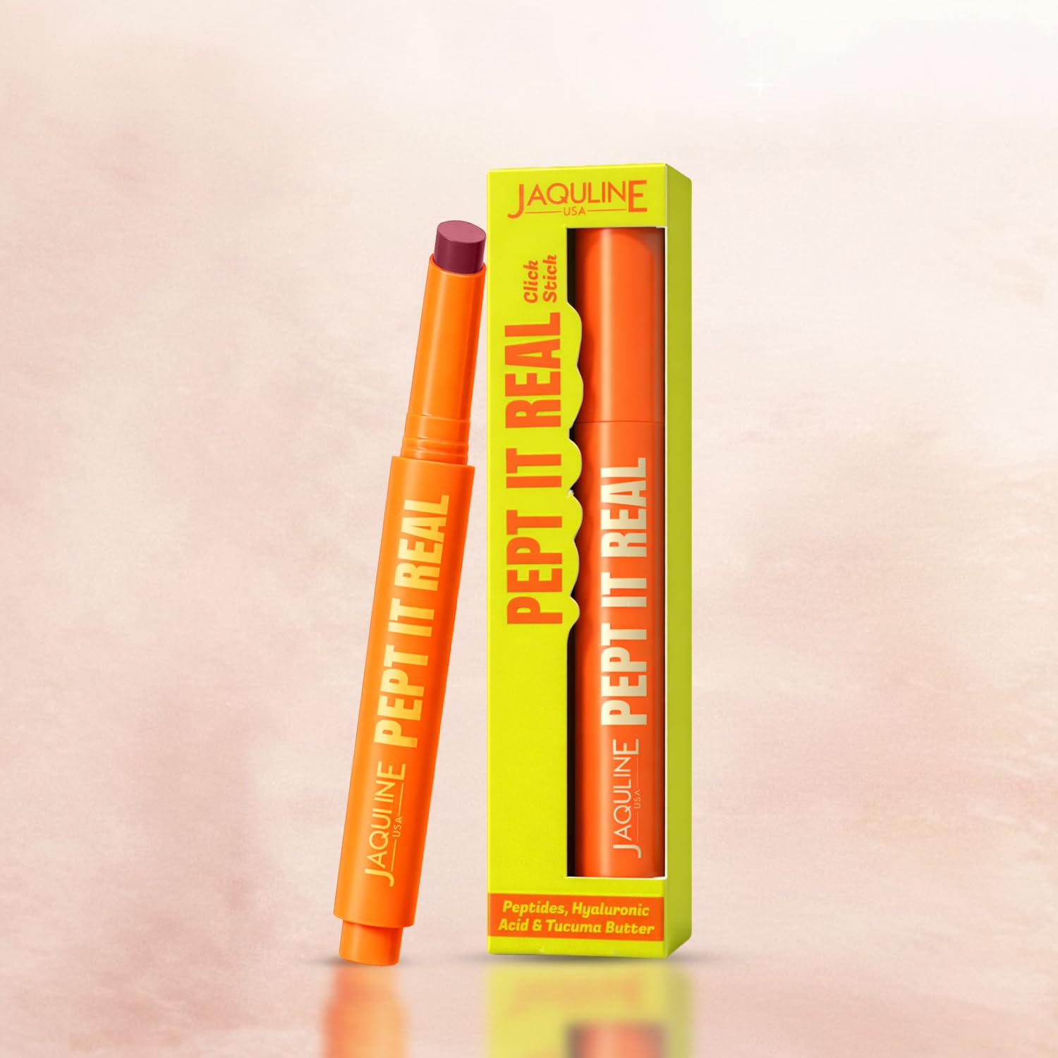 Jaquline Usa Pept It Real Click Stick Glossy Lipstick | Peptide Hyaluronic Acid Lip Gloss | High Shine Non Sticky Plumping Lip B
