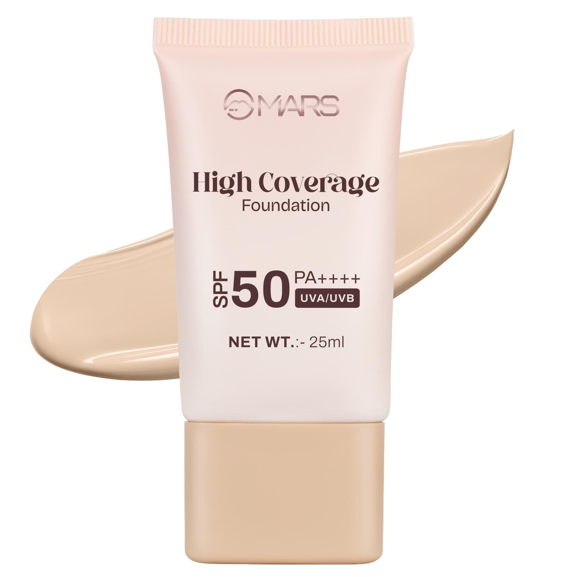 Mars Spf50 Pa++++ High Coverage Foundation (25Ml) (03Natural Beige) | Blemish Free & Blendable Makeup | For All Skin Type | In