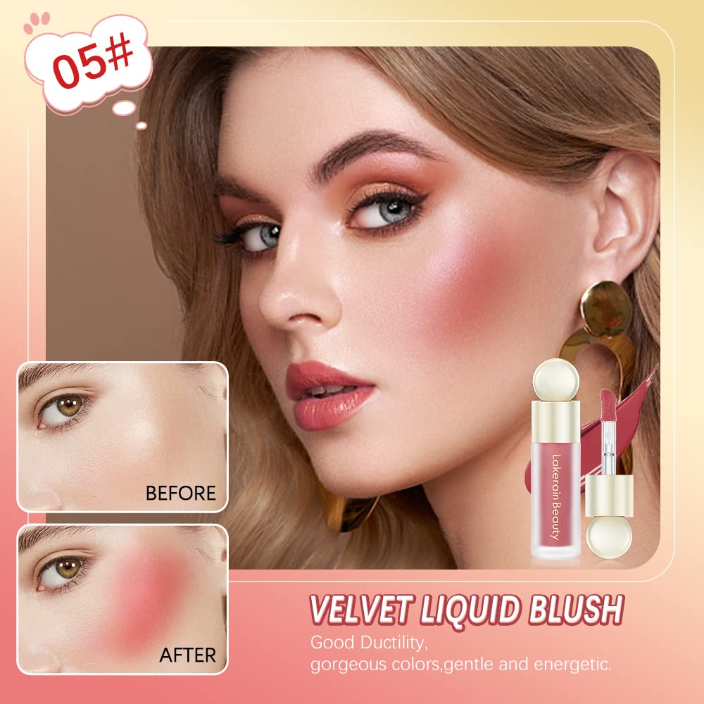 Liquid Blush For Cheeks, Soft Velvet Cream Blush Face Blush Makeup, Pink Blush Red Blush Skin Tint, Natural-Looking Makeup Blush