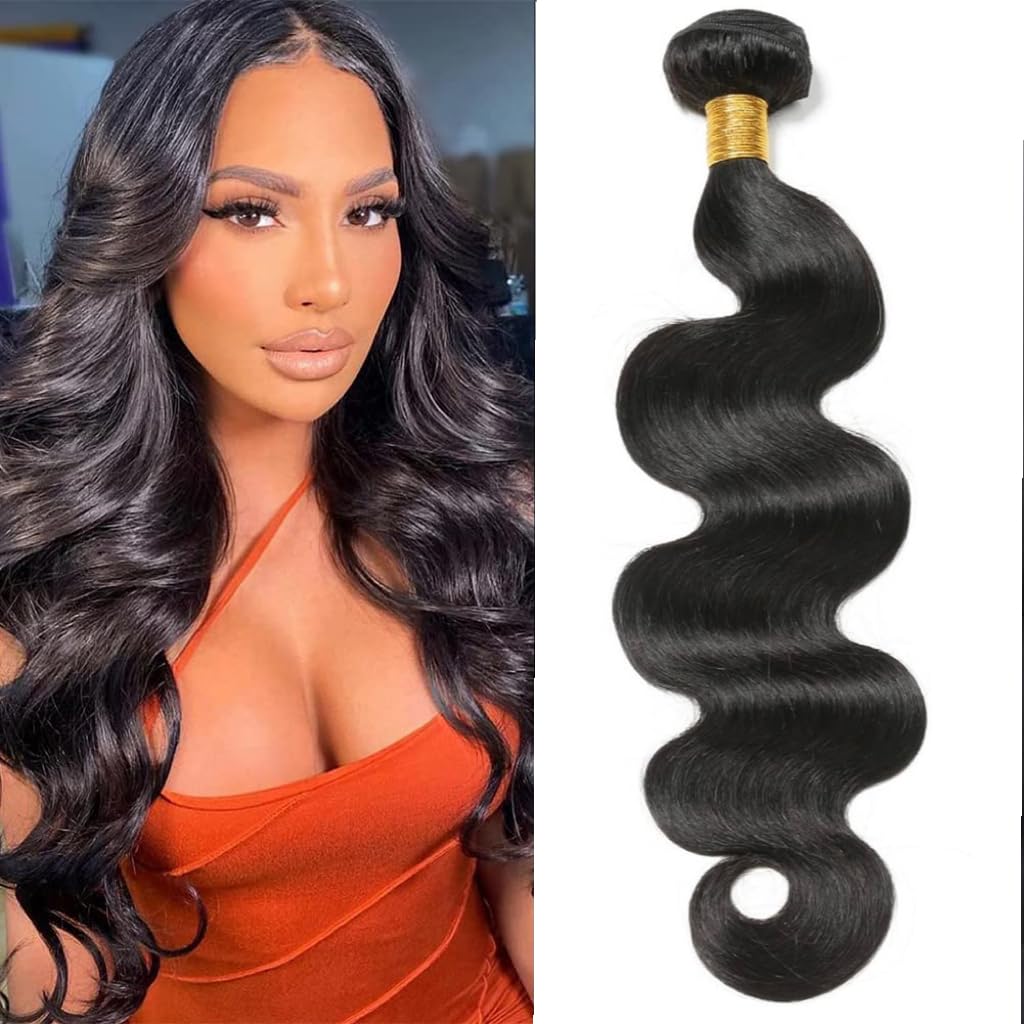 Hswpawk 12A Human Hair Bundles Body Wave 28 Inch One Bundle 100% Unprocessed Brazilian Virgin Body Wave Bundles Human Hair Natur