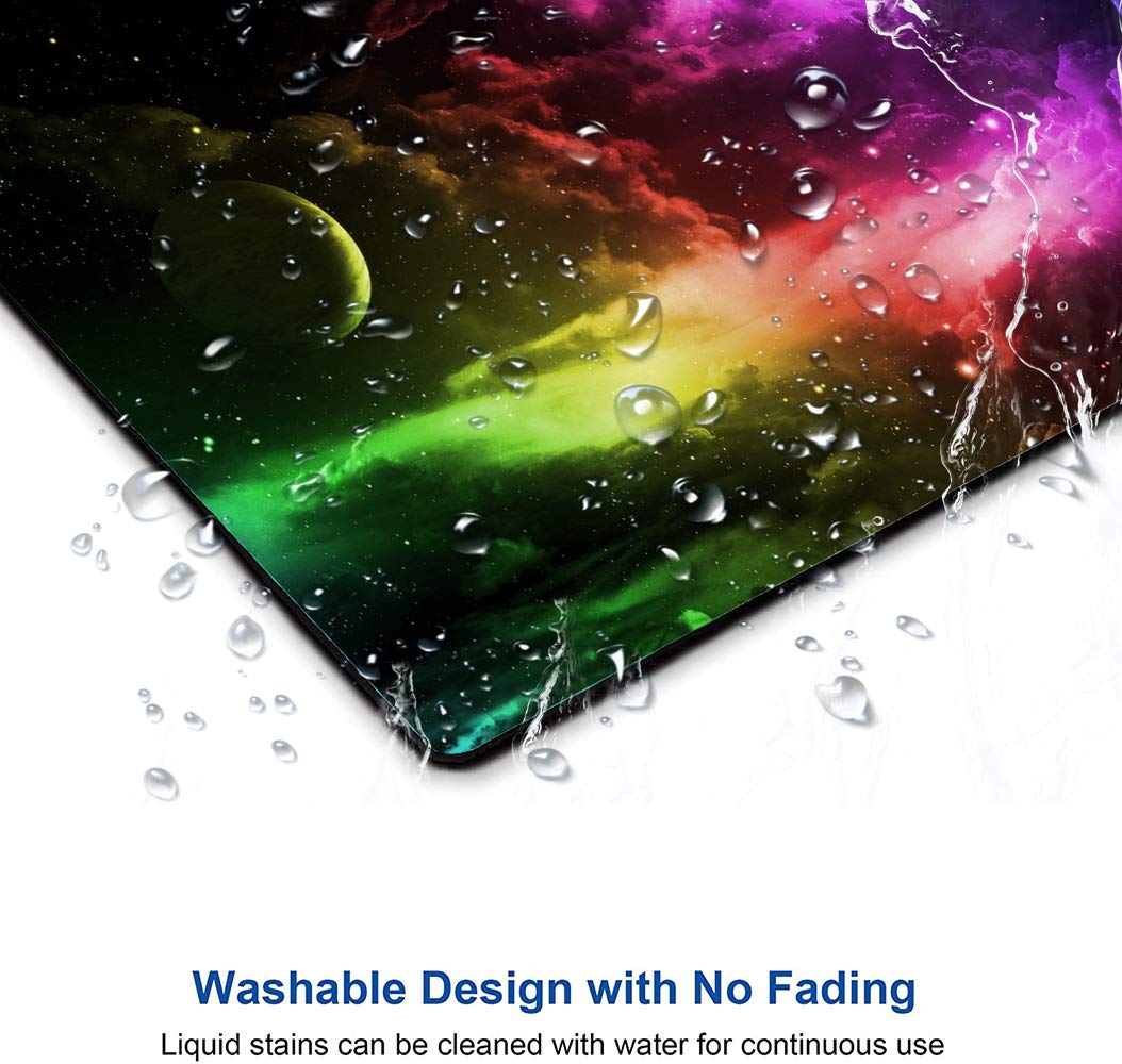Mouse Pad, Gaming Mouse Pad, Galaxy Mouseapad, Aurora Light Pattern Green And Purple Design Mouse Pads, Square Waterproof Mousea