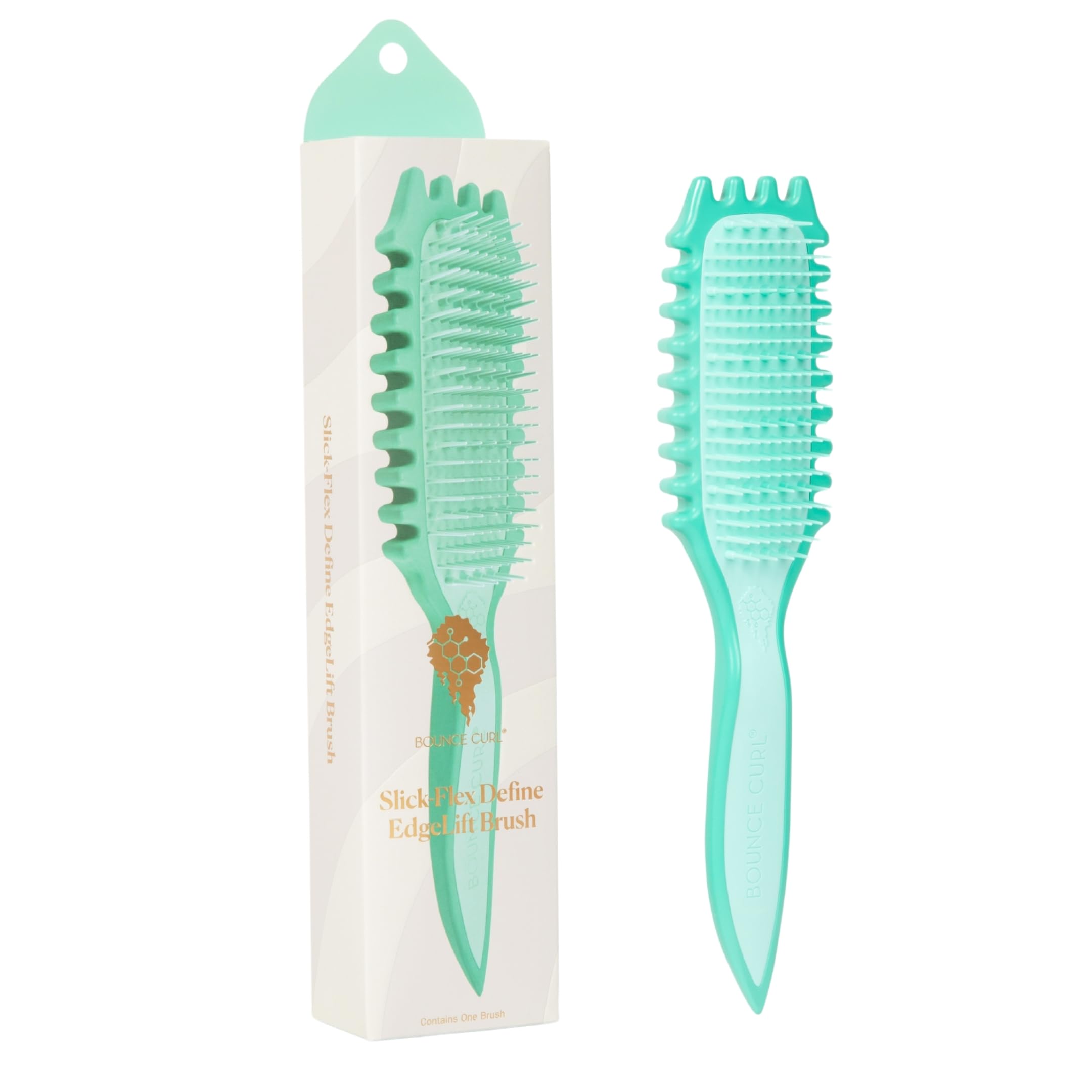 Bounce Curl Slick-Flex Define EdgeLift Brush for Curly Hair - Gentle Curl Definition, Detangling & Edge Styling Brush with Soft 