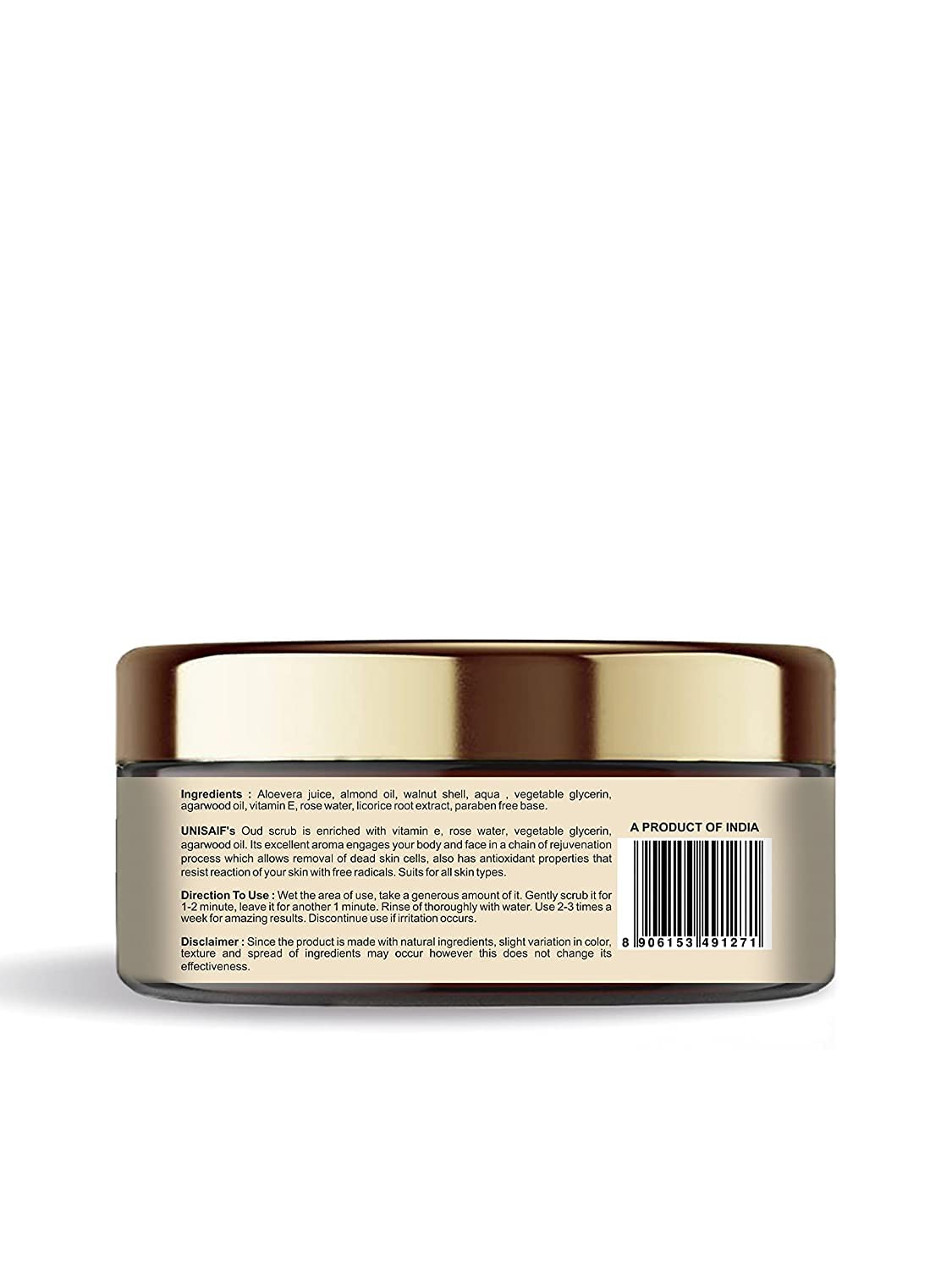 Unisaif Oud Organic Face Scrub - Body Exfoliator Scrub with Agarwood Oil | Gentle Exfoliating Scrub to Detoxify and Hydrate the