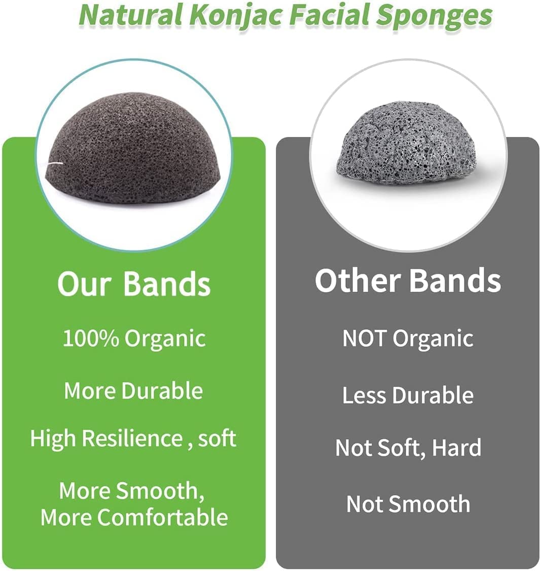 Konjac Face Sponges for Cleansing and Exfoliating, Konjac Facial Sponges for Washing Cleaning Face Body with Activated Charcoal,