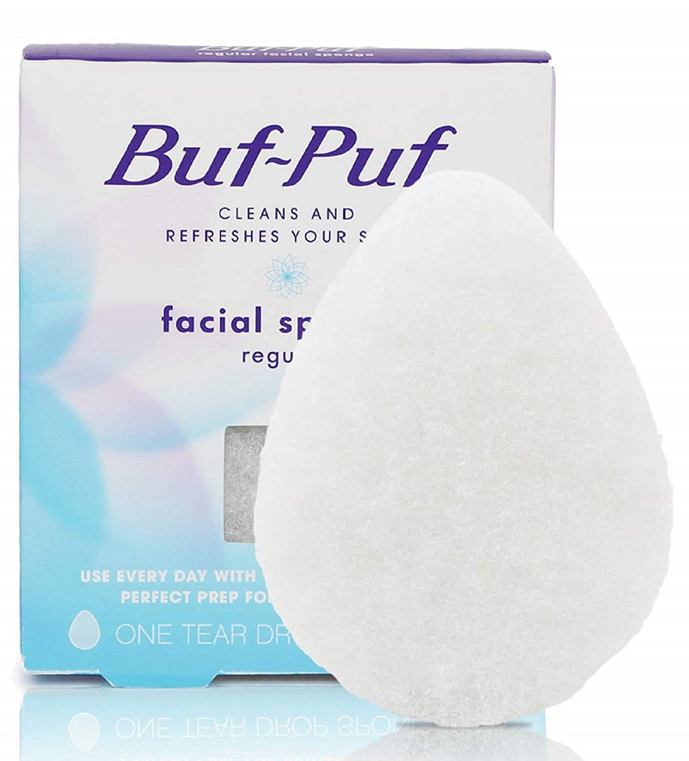 Buf-Puf Facial Sponge, Reusable Exfoliating for Deep Clean, 10 Count, White, Dermatologist Developed