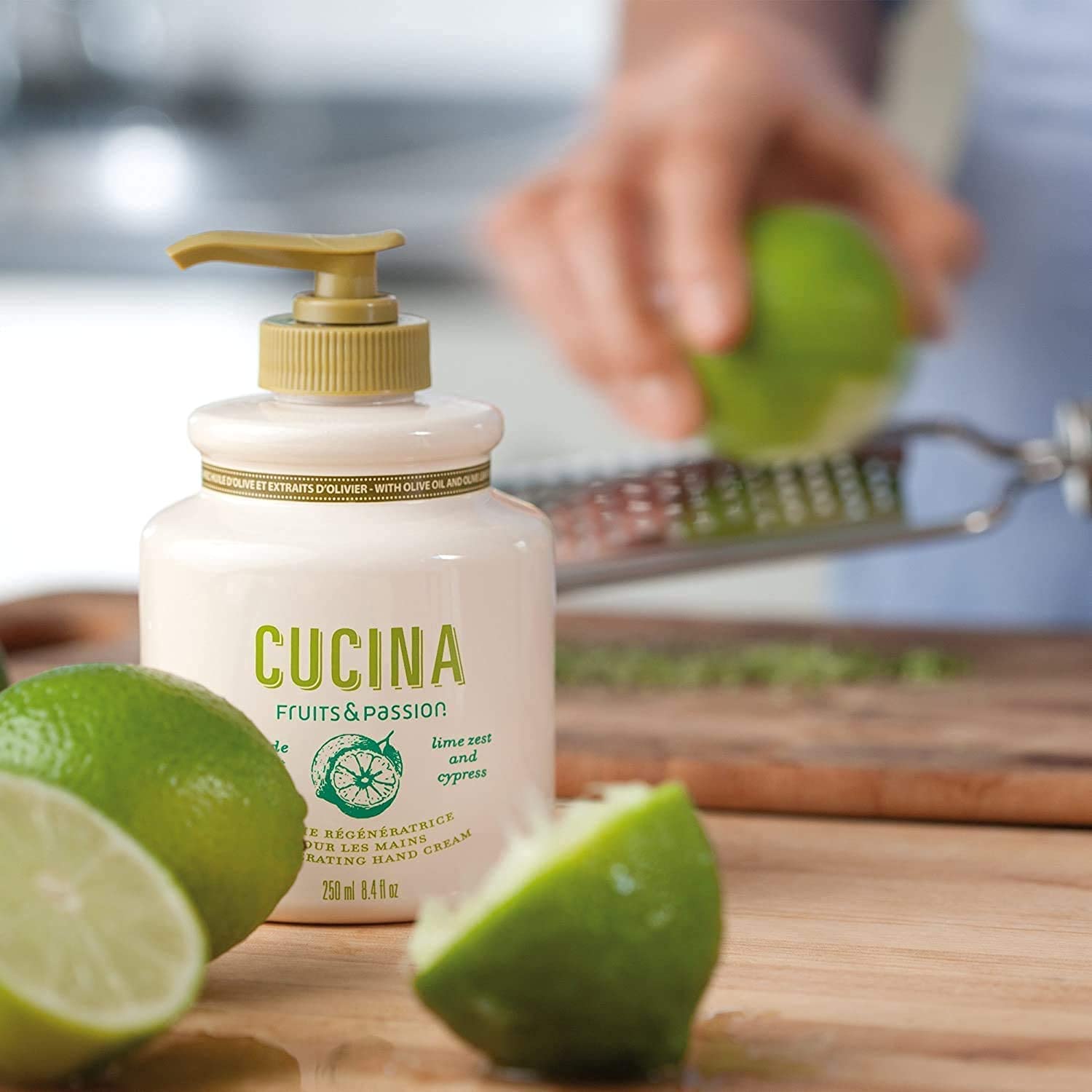 Fruits & Passion [Cucina] - Lime Zest & Cypress Tree Hand Care Duo Caddy Gift Set | Liquid Hand Soap Wash (5.1 oz) with Hand Cre