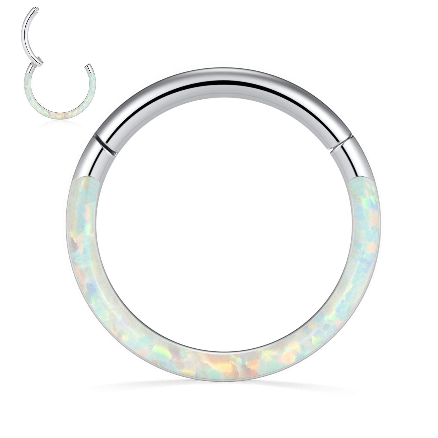 FUNLMO 16G Septum Ring 10mm Daith Rook Earrings Clicker Nose Rings Helix Daith Septum Rook Conch Piercing Jewelry Surgical Steel