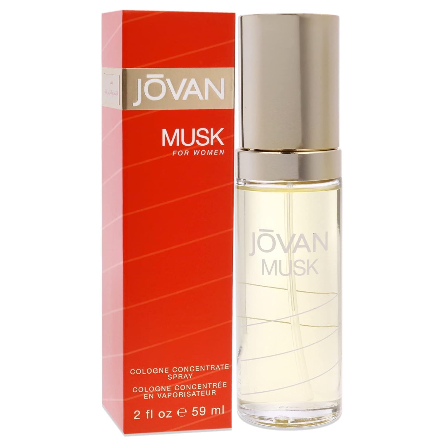 Jovan Musk for Women Eau de Cologne Spray 2 fl oz (Pack of 1), Notes of Jasmine, Amber, and Neroli, Womens Fragrance, Long Lasting, Everyday Fragrance, Travel Size