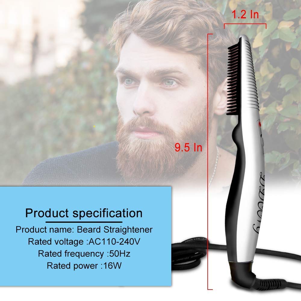 DDONG Beard Straightener Comb for Men, Electric Heated Brush, Small Size, Style-1, Model O6-QLIQ-ELSM