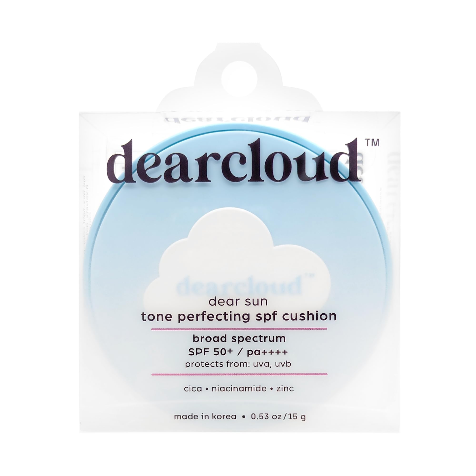 dearcloud Dear Sun Perfecting SPF Cushion - Color Adapting Sunscreen, Korean Sunscreen SPF 50+ (.53 oz)
