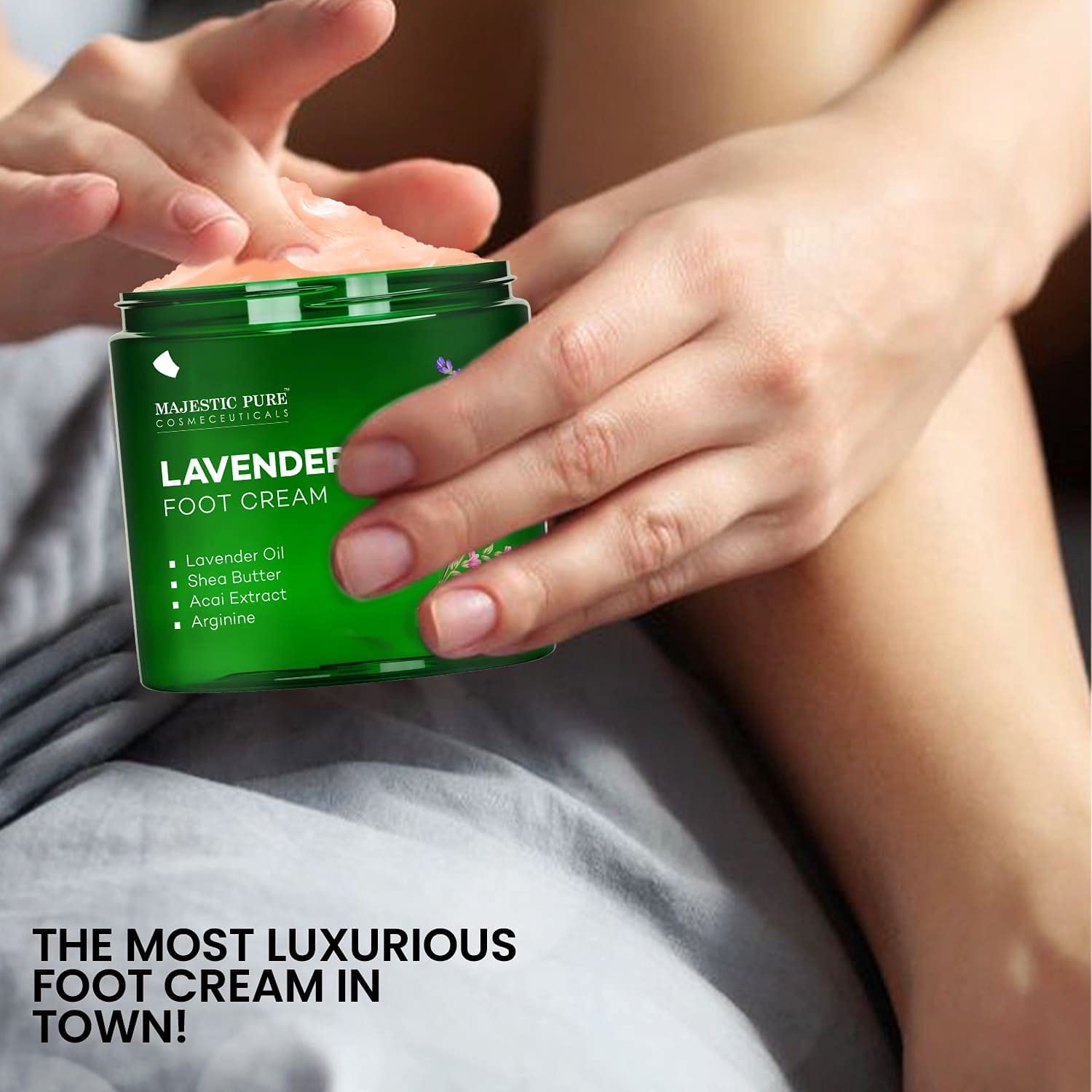 Majestic Pure Lavender Oil Foot Cream, Warming Cream - Calluses, Dry Cracked Feet, Hands, Heels, Elbow, Nails, And Knees - Softe