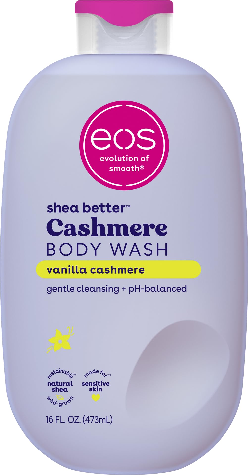 eos Shea Better Cashmere Body Wash, Vanilla Cashmere, Moisturizing and Nourishing, pH Balanced Creamy Gel Formula, Paraben & Pht