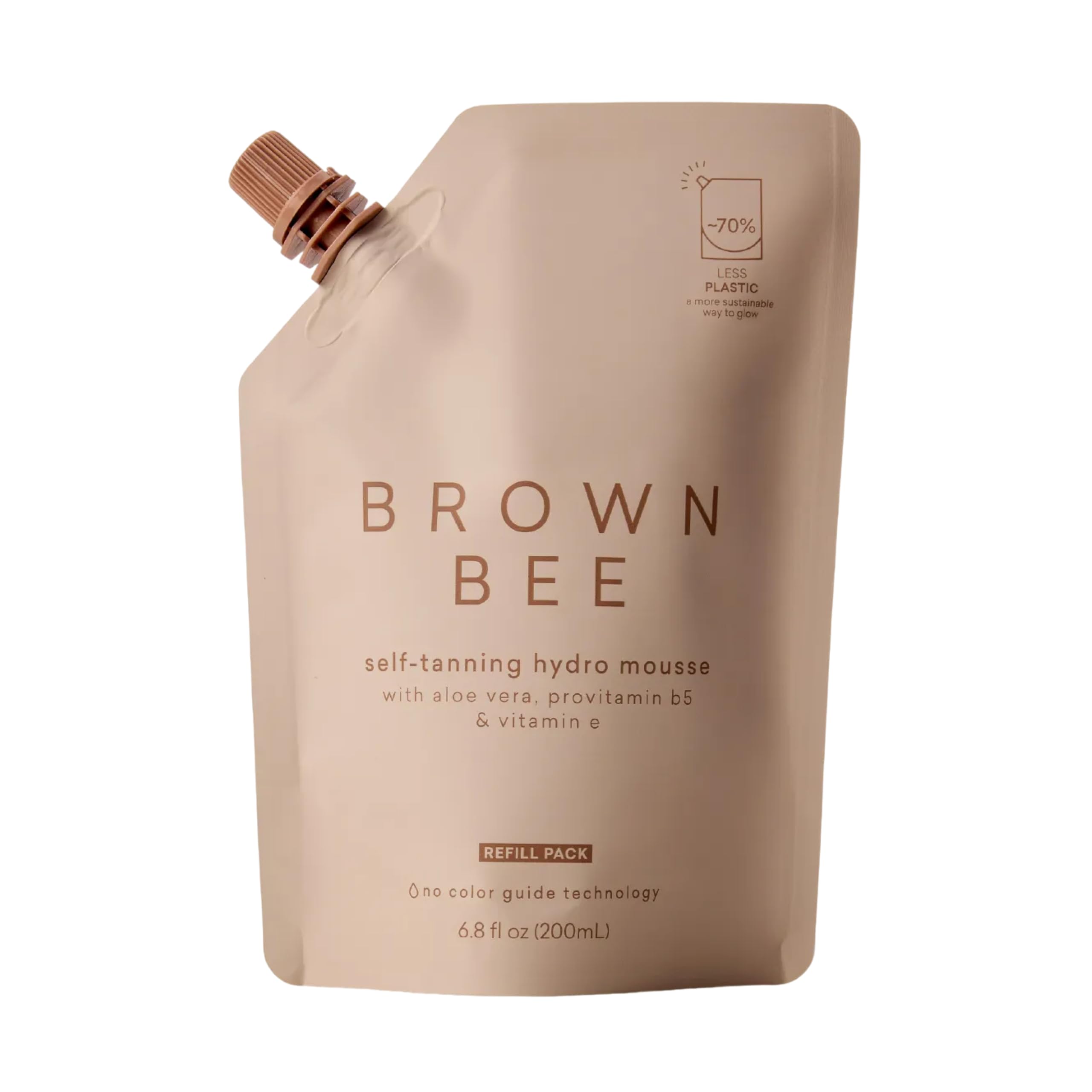 Brown Bee Hydro Self Tanning Mousse Refill 200 ml  Clear FastDrying Self Tanner Mousse with Organic DHA, Almond Scent, Eco Ref