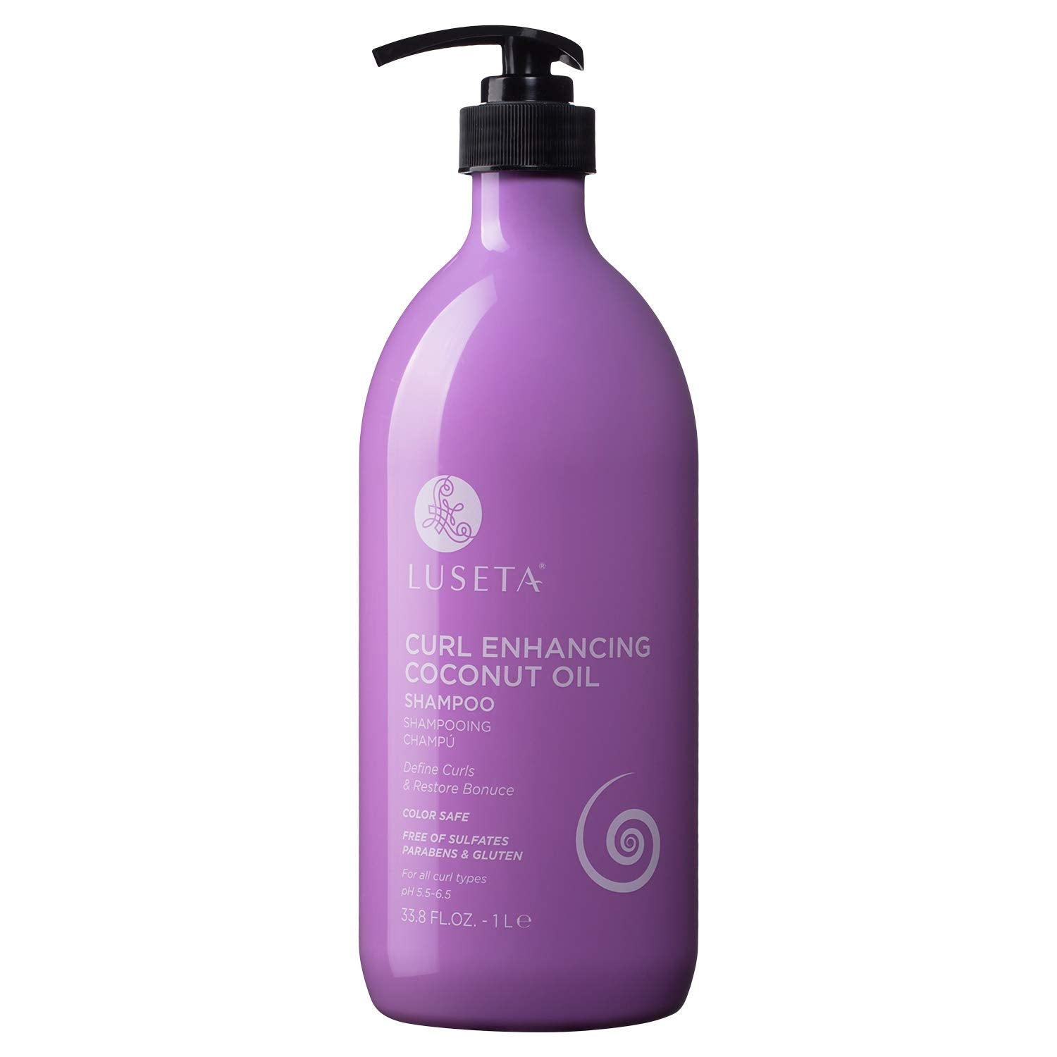Luseta Curl Enhancing Coconut Oil Shampoo for Dry Damaged Hair, Restore Bounce & Define Curls, 33.8Oz, Prevent Breakage