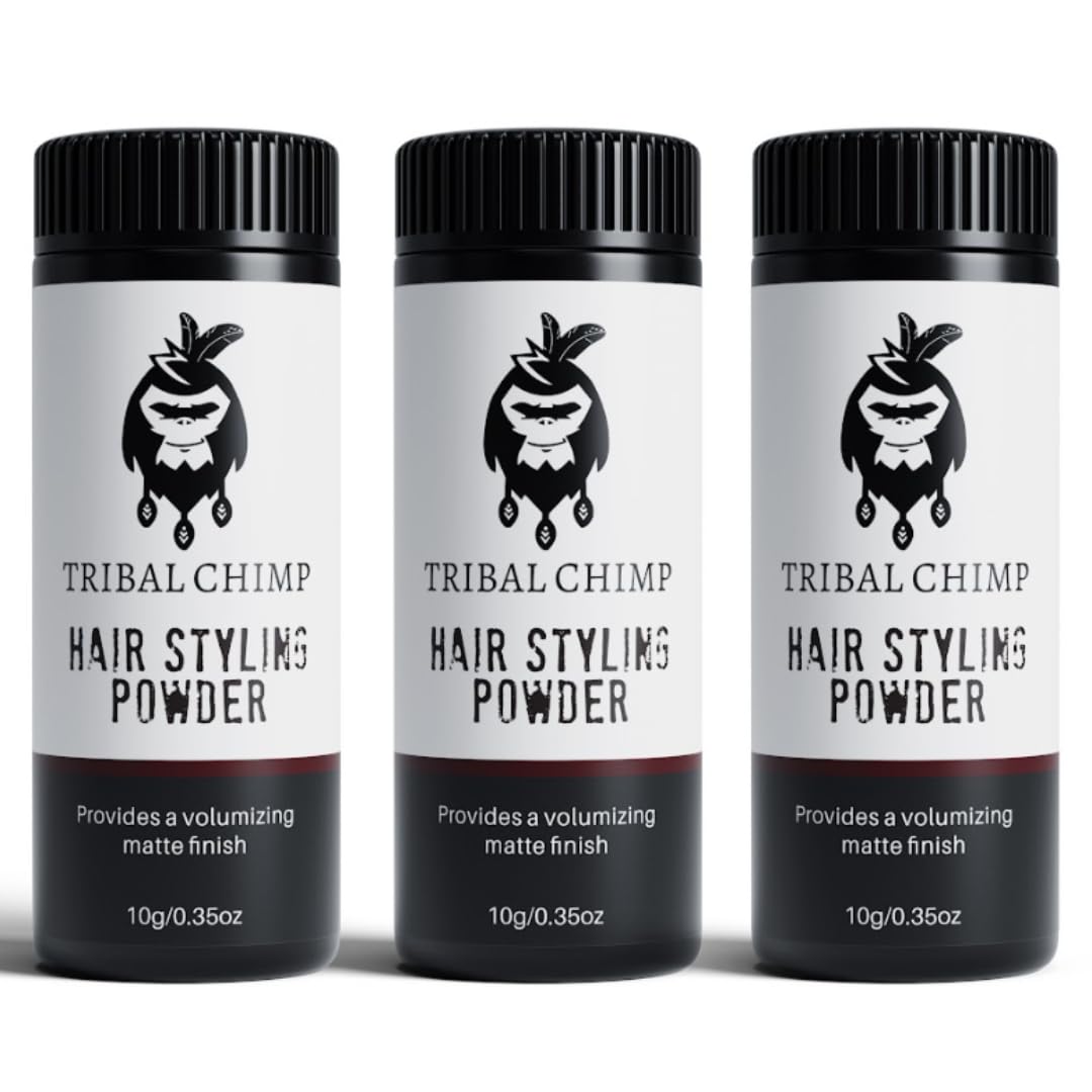 Tribal Chimp Hair Styling Powder, All-day Invisible Hold Hair Volumizer and Texture Powder for Men and Women, Styling Powder with Matte Finish - 3-Piece Set, 10g