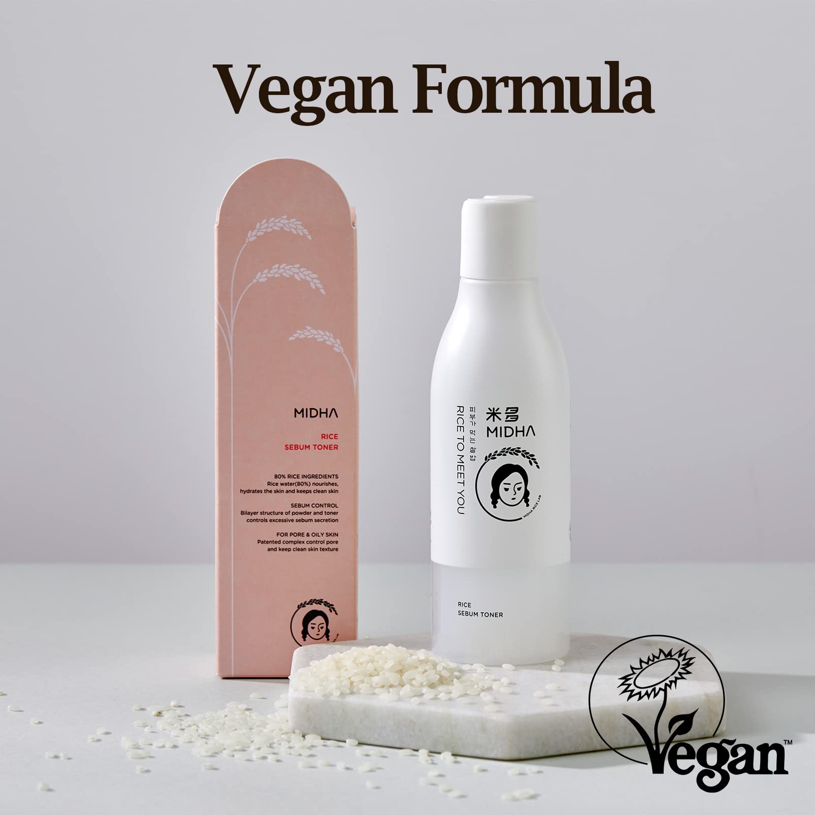 Midha Rice Sebum Toner 200Ml - 80% Pure Rice Bran Water Vegan Face Toner Astringent