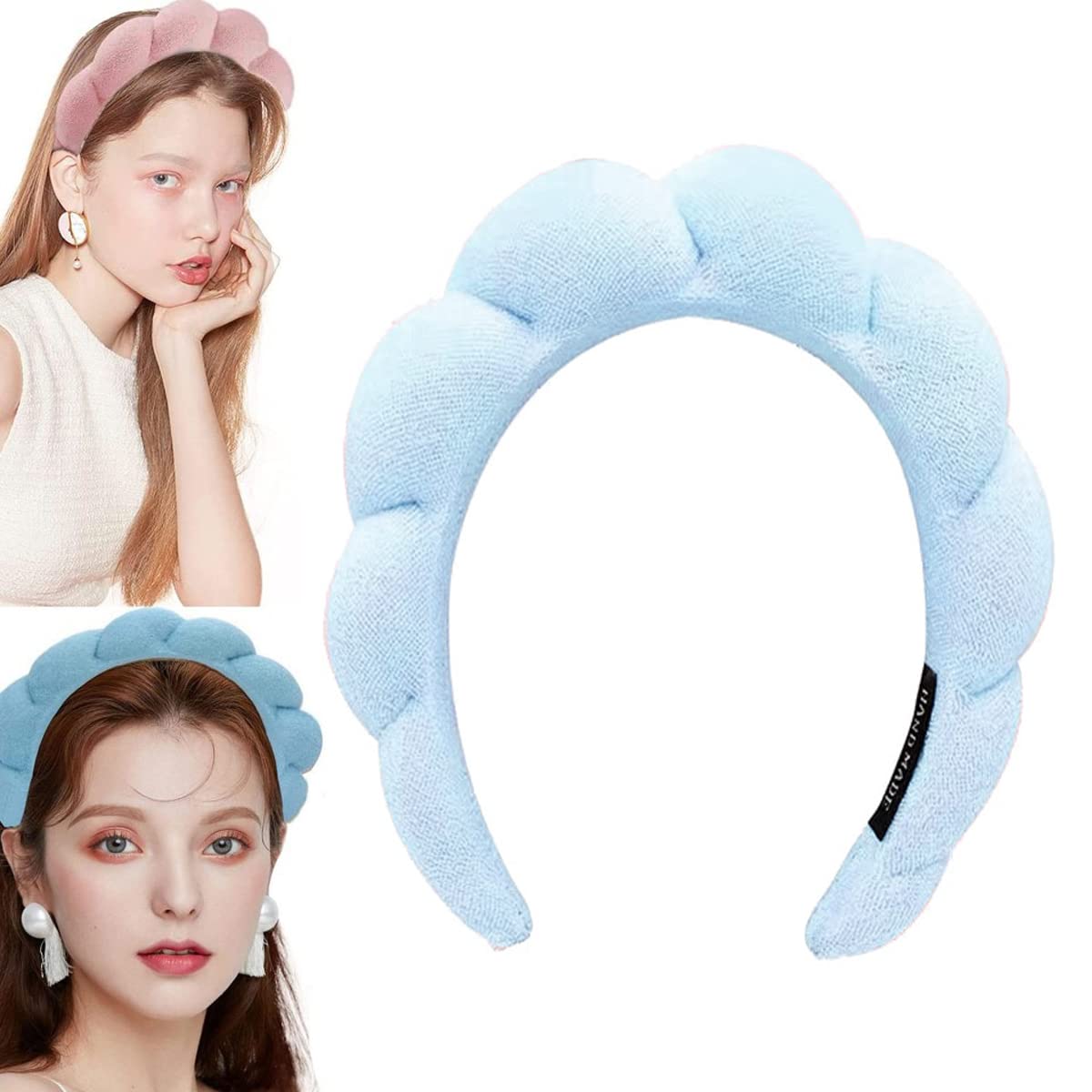 Wfwj Headband For Spa, Makeup Removal, Shower, And Skincare - Sponge Makeup Headband (Blue)