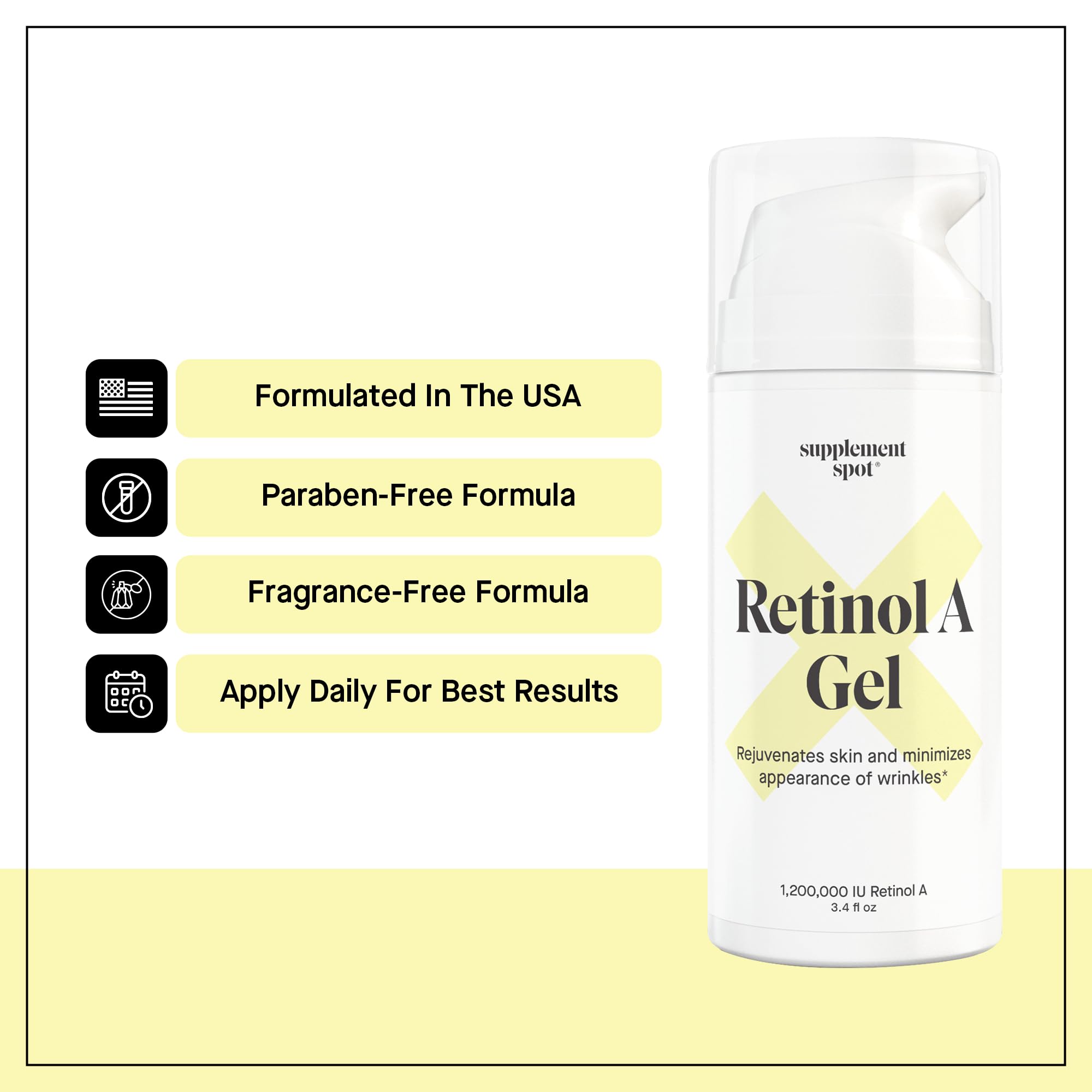 Retinol-A Gel - Anti-Aging Retinol Moisturizer Repairs Fine Lines & Wrinkles - Daily Facial Retinol For Smoother, Firmer & Young