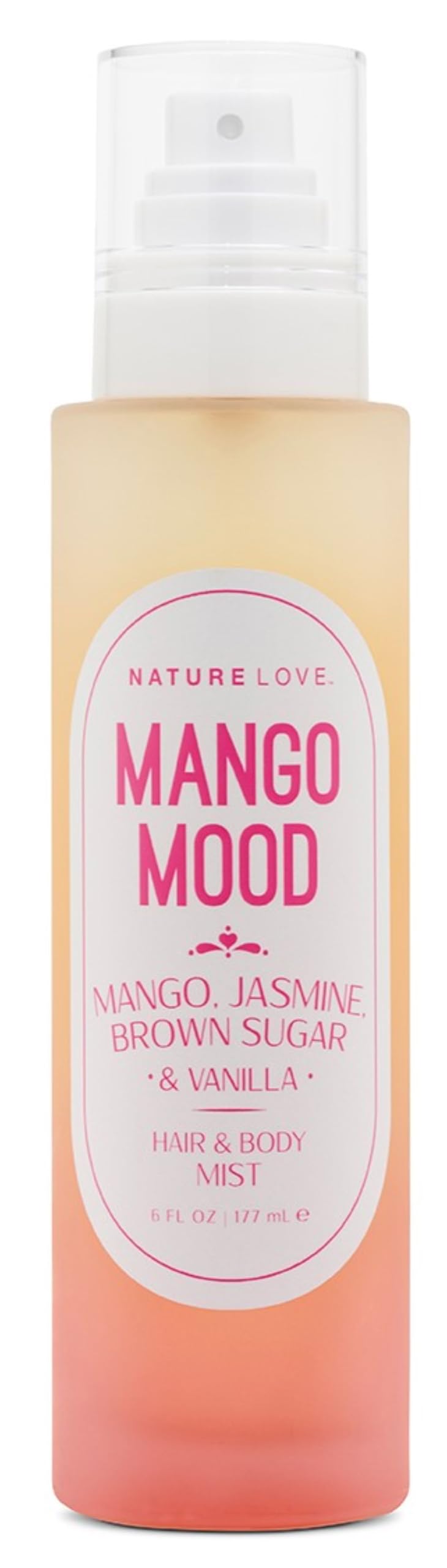 Nature Love Mango Mood Hair & Body Mist | Mango, Jasmine, Brown Sugar & Vanilla | Refreshing AllOver Spray (6 Fl Oz)