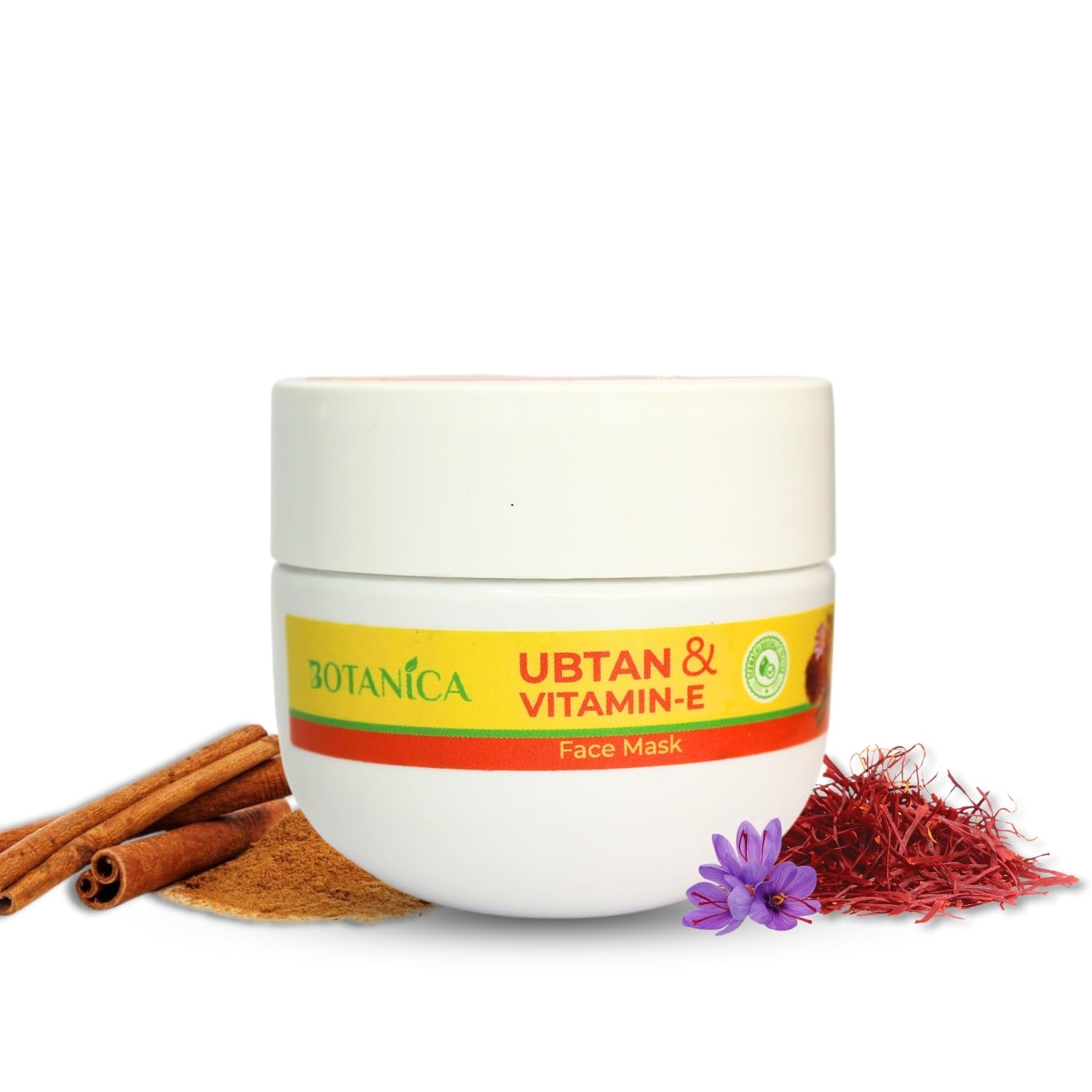 Botanica Ubtan & Vitamin E Face Mask | Brightening, Soothing & Hydrating Skin Care | With Aloe Vera, Saffron & Turmeric | Parabe