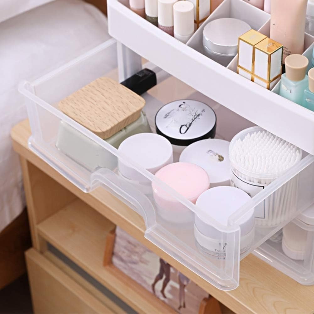Simbuy Makeup Organizer - 3 Drawer Plastic Storage for Cosmetics & Jewelry - White