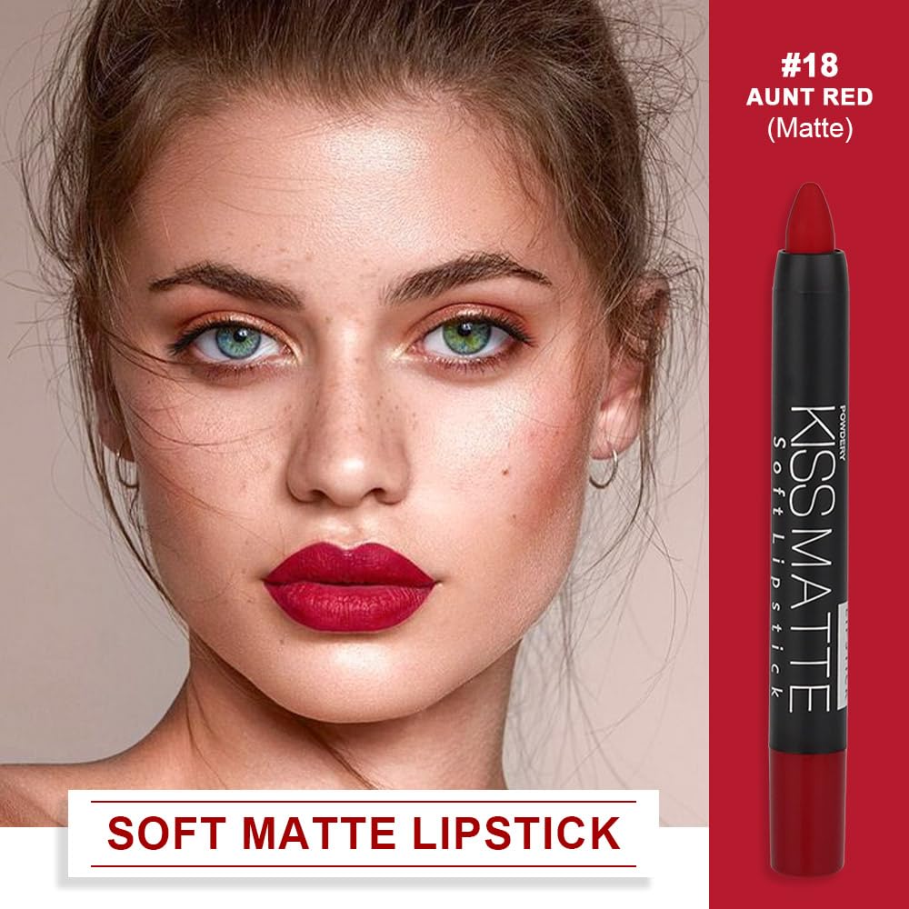 Evpct Dnm 1Pcs Deep Dark Red Matte Lipstick And Lip Crayon Liner Pencil Pen Set For Women Lip Stain Long Lasting Waterproof Labi