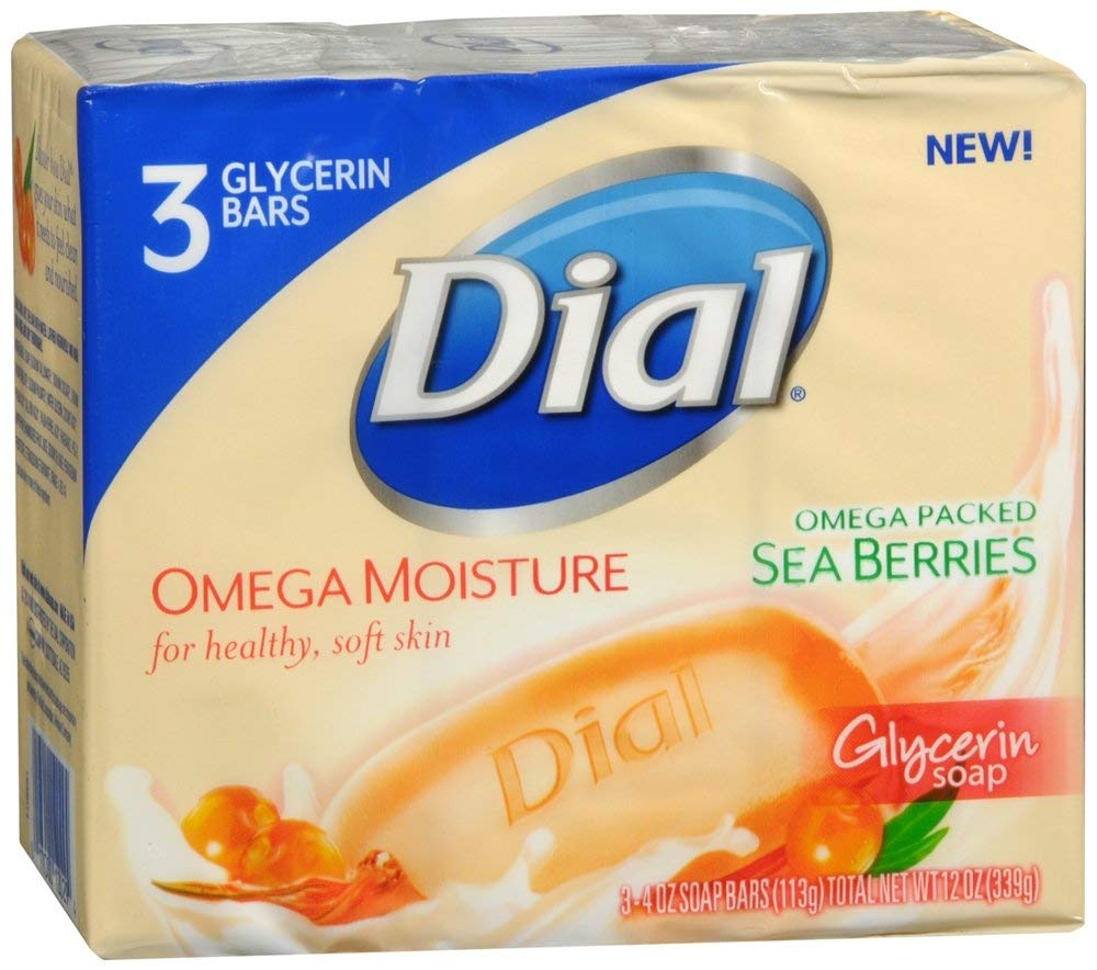 Dial Omega Moisture Glycerin Bar Soap, Sea Berries, 3 Count (Pack Of 1)