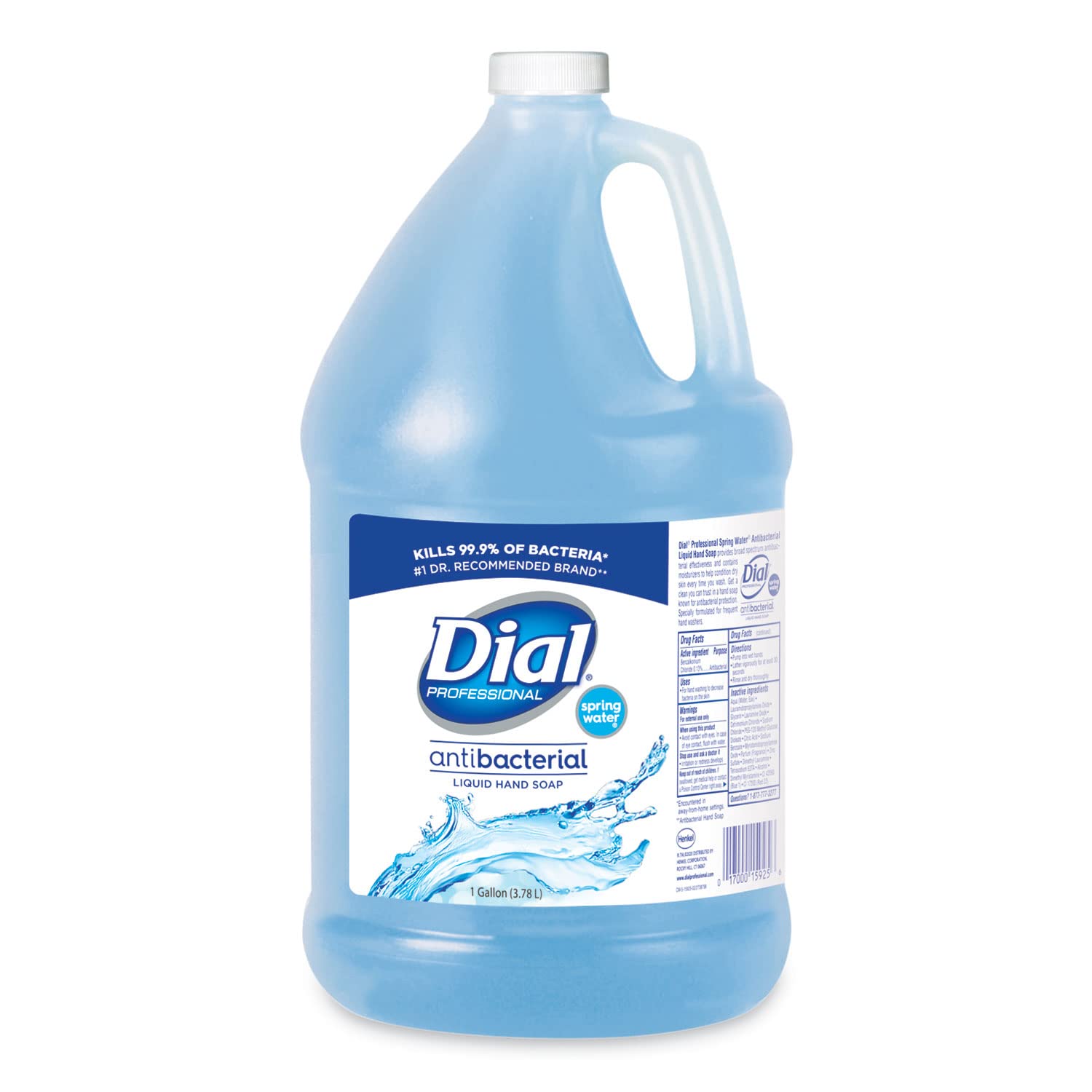 Dial 15926Ea Antibacterial Liquid Hand Soap, Spring Water Scent, 1 Gal Bottle