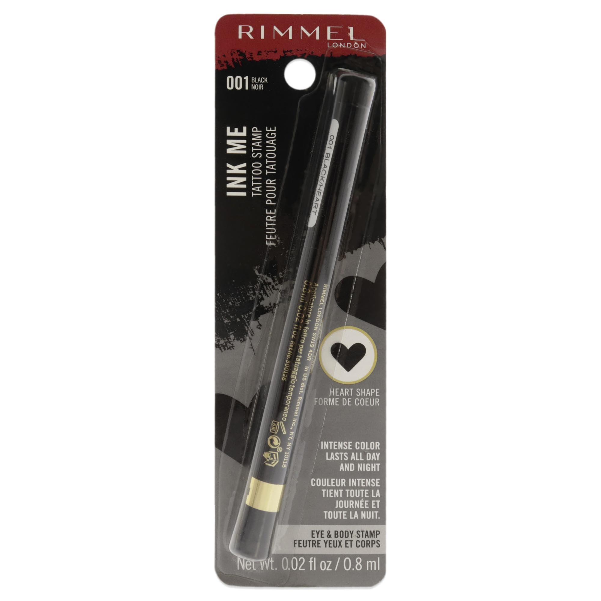 Ink Me Tatto Stamp Eyes And Body - 001 Black Heart Shape By Rimmel London For Women - 0.02 Oz Eyeliner