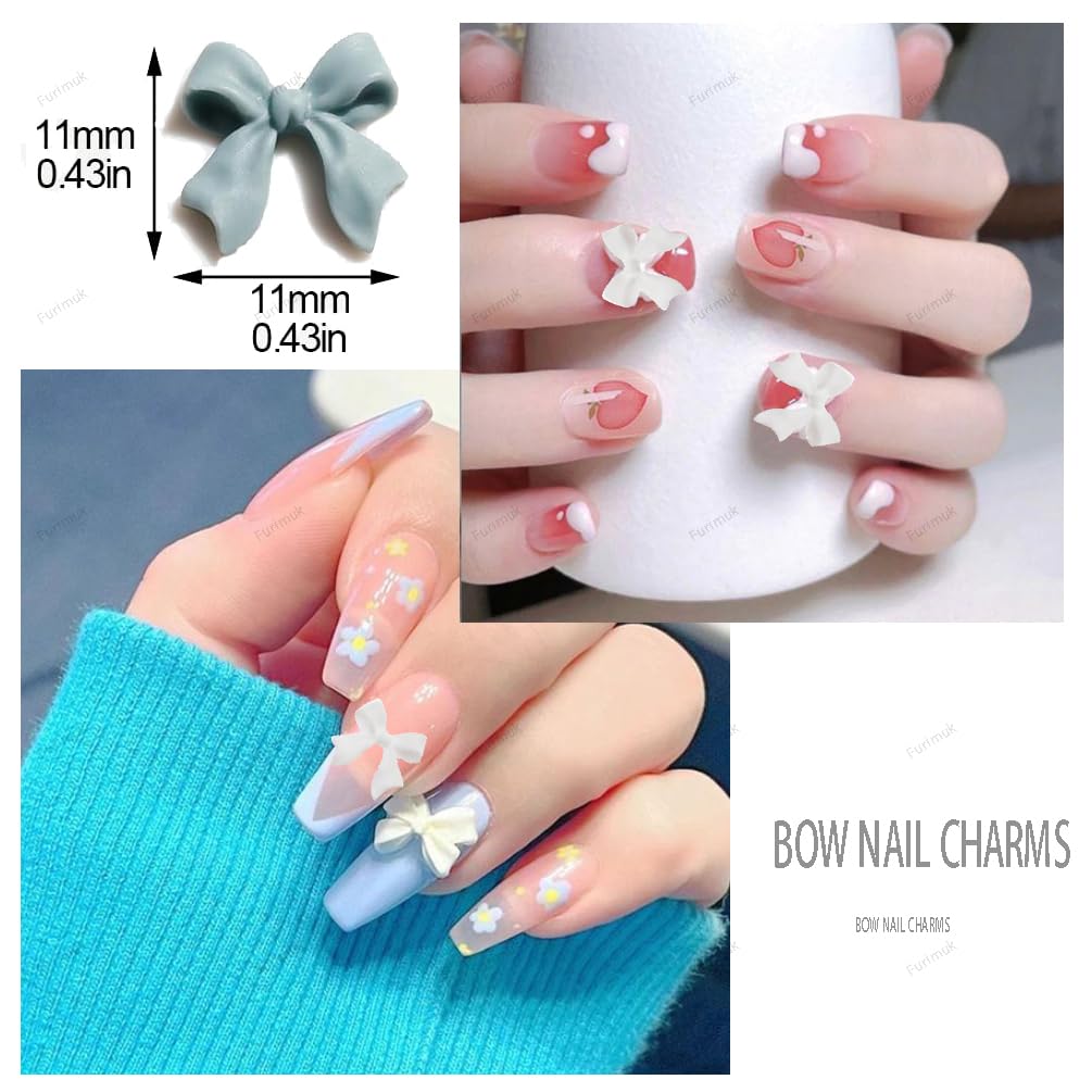 200 Pcs Bow Nail Charms Colorful 3D Bowknot Nail Art Accessories For Acrylic Nails Cute Resin Butterfly Diy Manicure Decoration