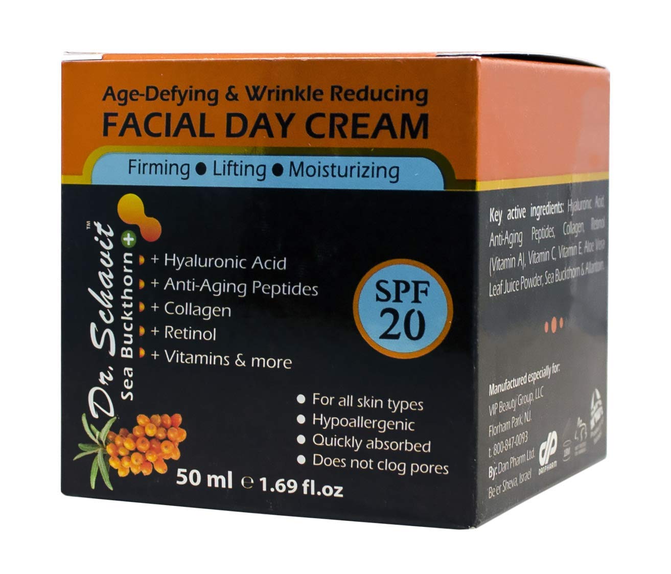 DR. SCHAVIT Sea Buckthorn+ Age-Defying & Wrinkle Reducing Day Cream - Collagen Retinol Anti Wrinkle Face Cream SPF 20 - Wrinkle