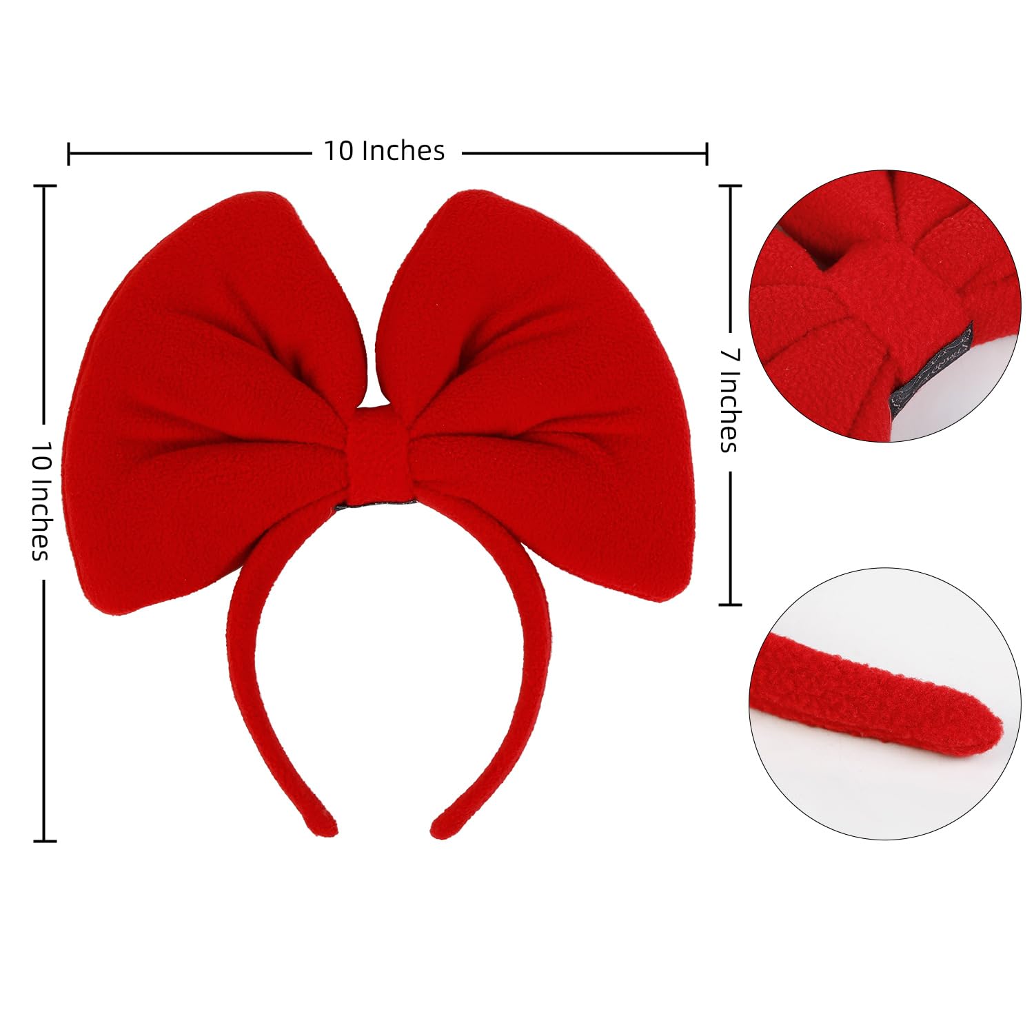 Wovowovo Extra Large Bow Headband For Women Girls Big Bow Hairband Cute Red Bow Head Band Mouse Ear Hair Band Accessory